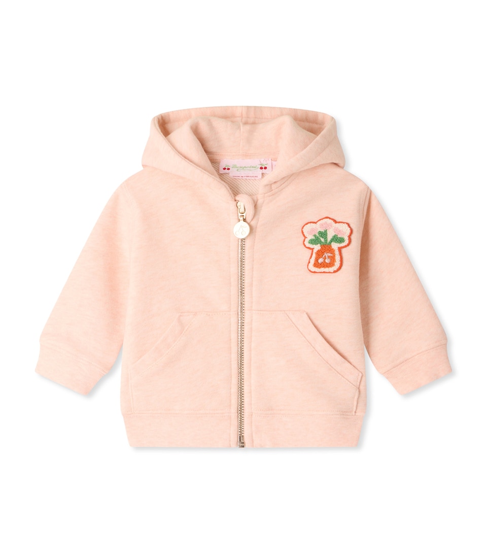 Bonpoint Cotton Flower Patch Hoodie (6-18 Months) Upb Corail