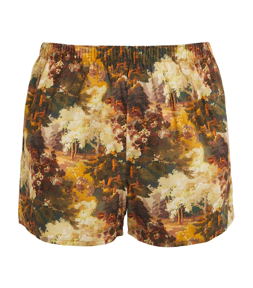 Sunspel Mens Cotton Printed Boxer Shorts Autumnal Floral