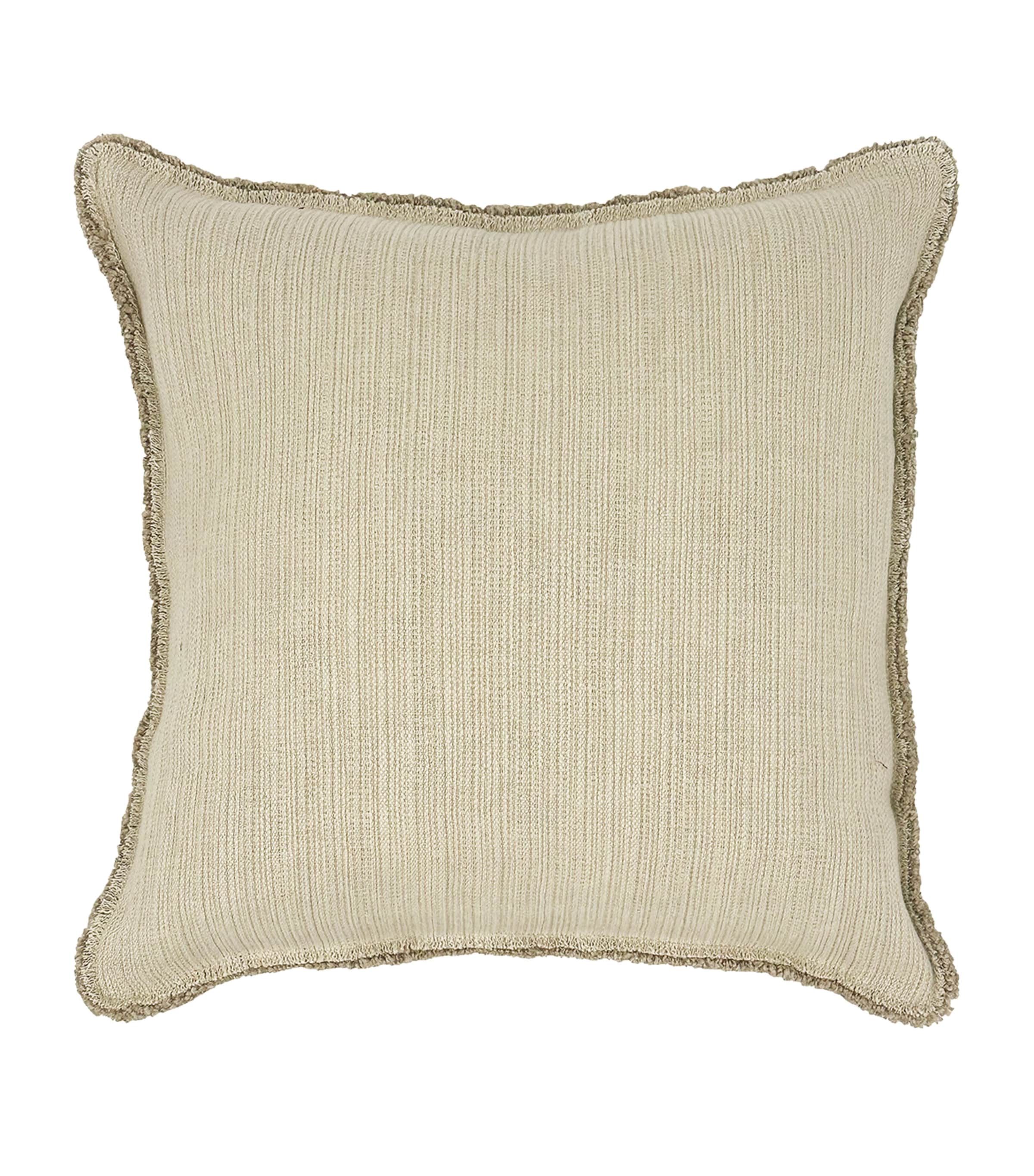 De Le Cuona Linen-Blend Fringe Bison Cushion (55cm x 55cm) Bone