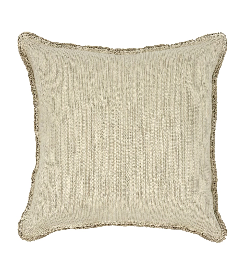 De Le Cuona Linen-Blend Fringe Bison Cushion (55cm x 55cm) Bone