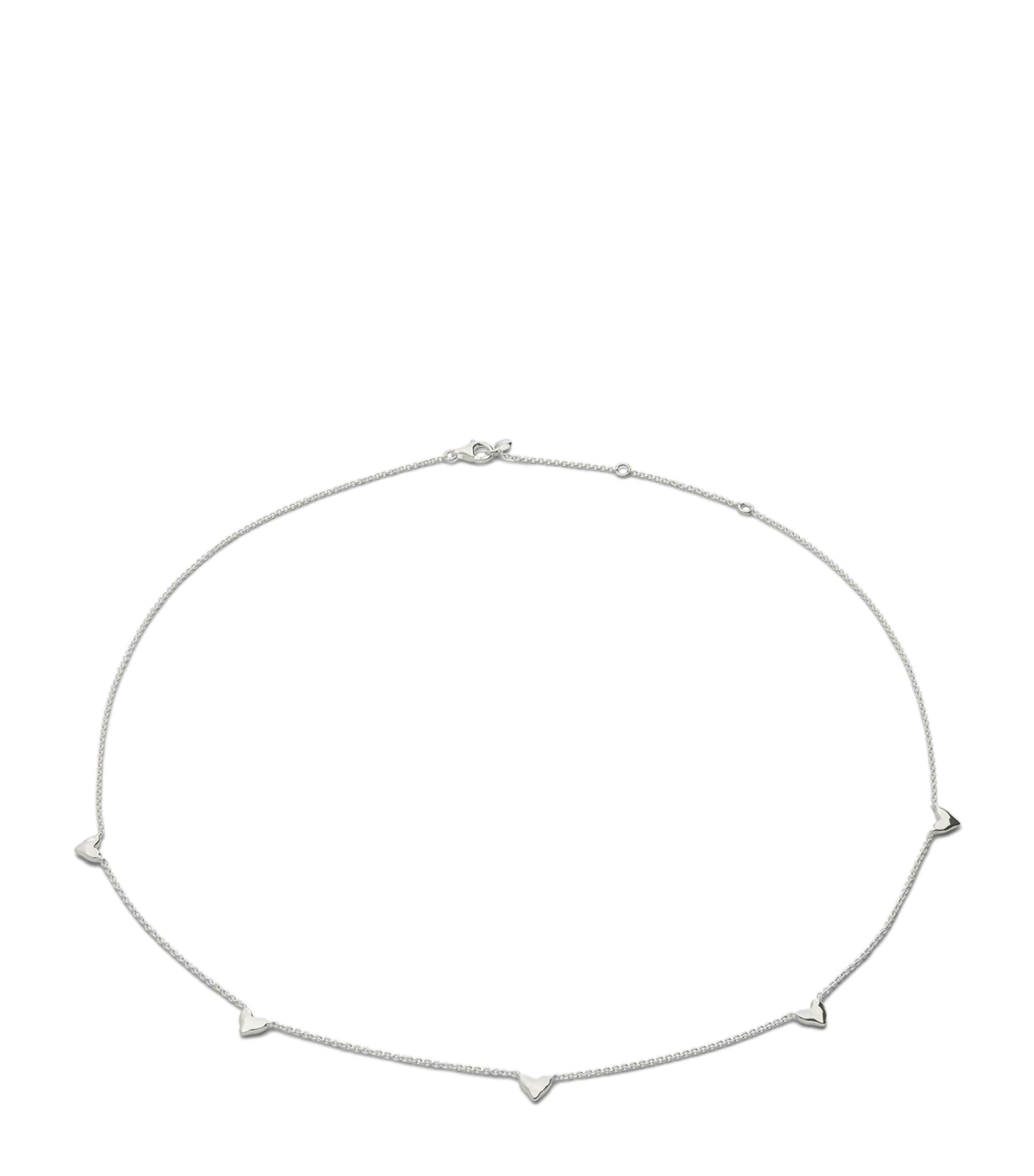 Monica Vinader Sterling Silver Heart Station Chain Necklace #ref!