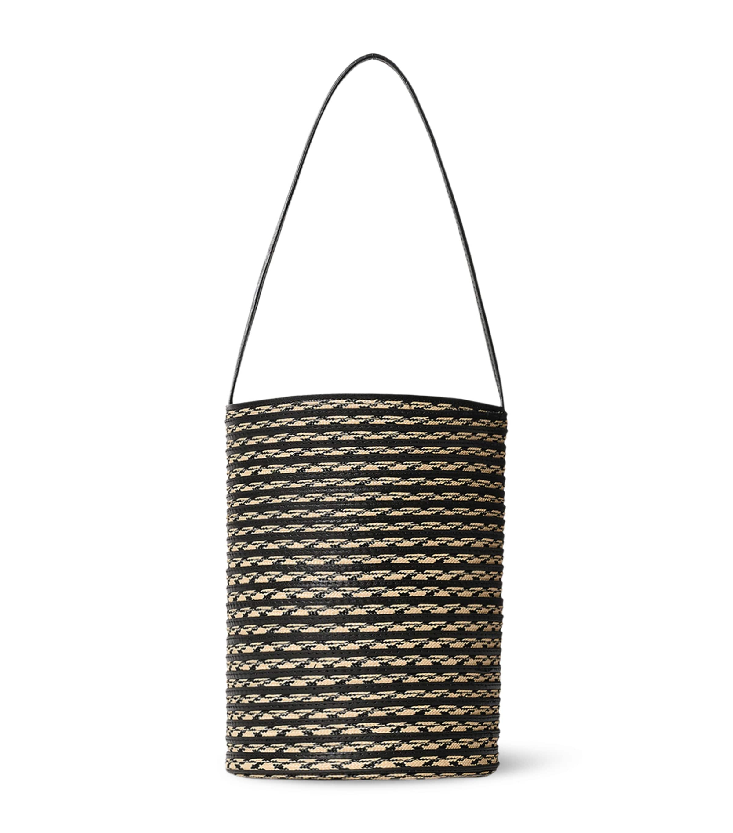 The Row Small N/S Beau Raffia Tote Bag Black/natural