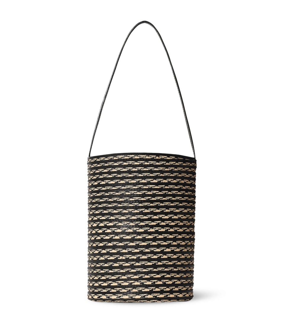 The Row Small N/S Beau Raffia Tote Bag Black/natural
