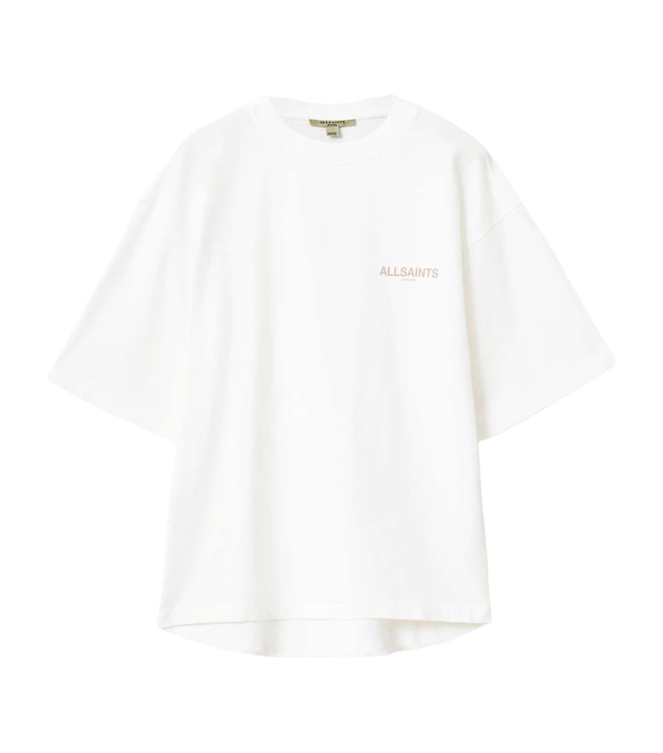 AllSaints Womens Organic Cotton Tempus Amelie T-Shirt Optic White