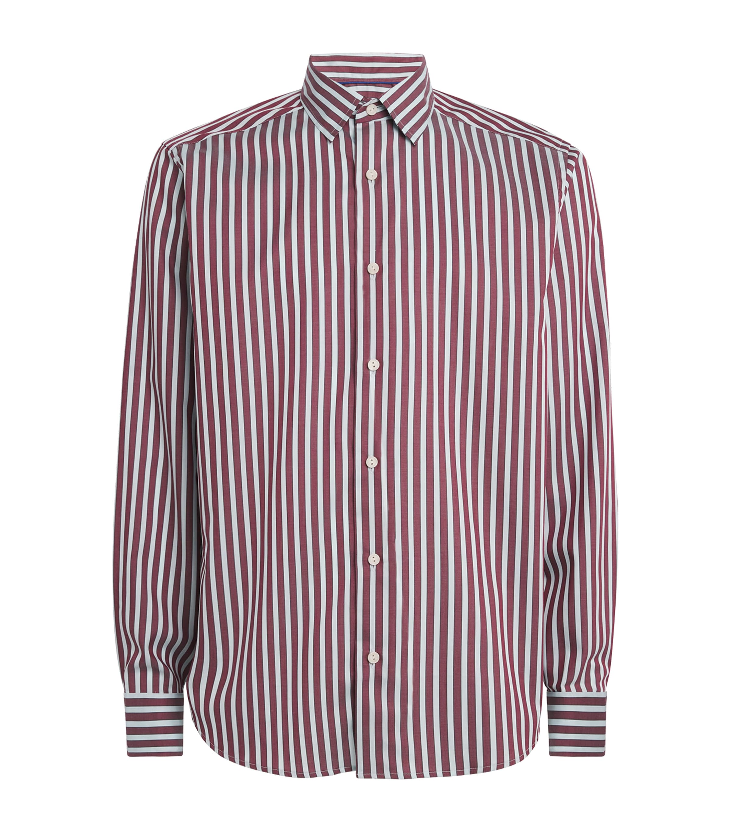 Eton Mens Organic Cotton Bengal Stripe Shirt Dark Red