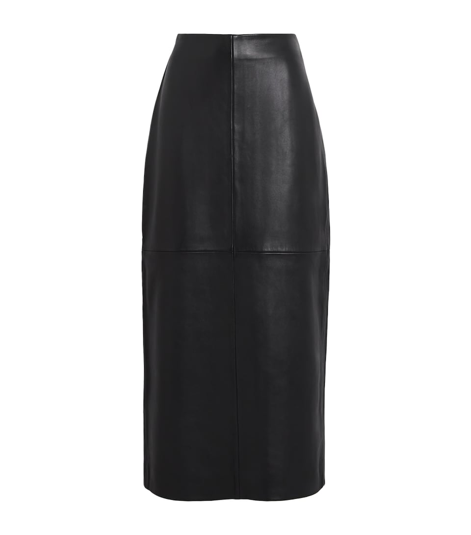 Róhe Womens Leather Pencil Midi Skirt Black