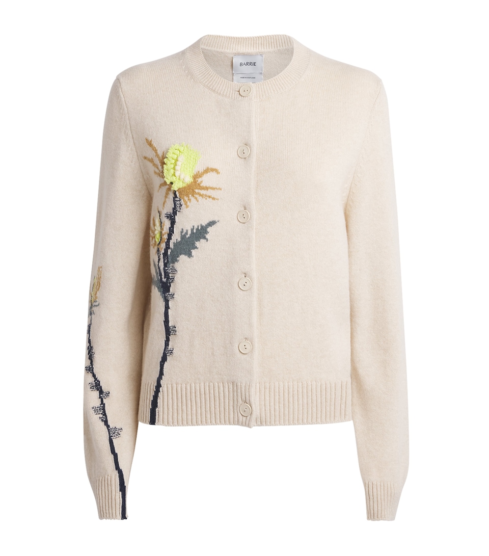 Barrie Womens Cashmere Thistle Cardigan Canvas Multi