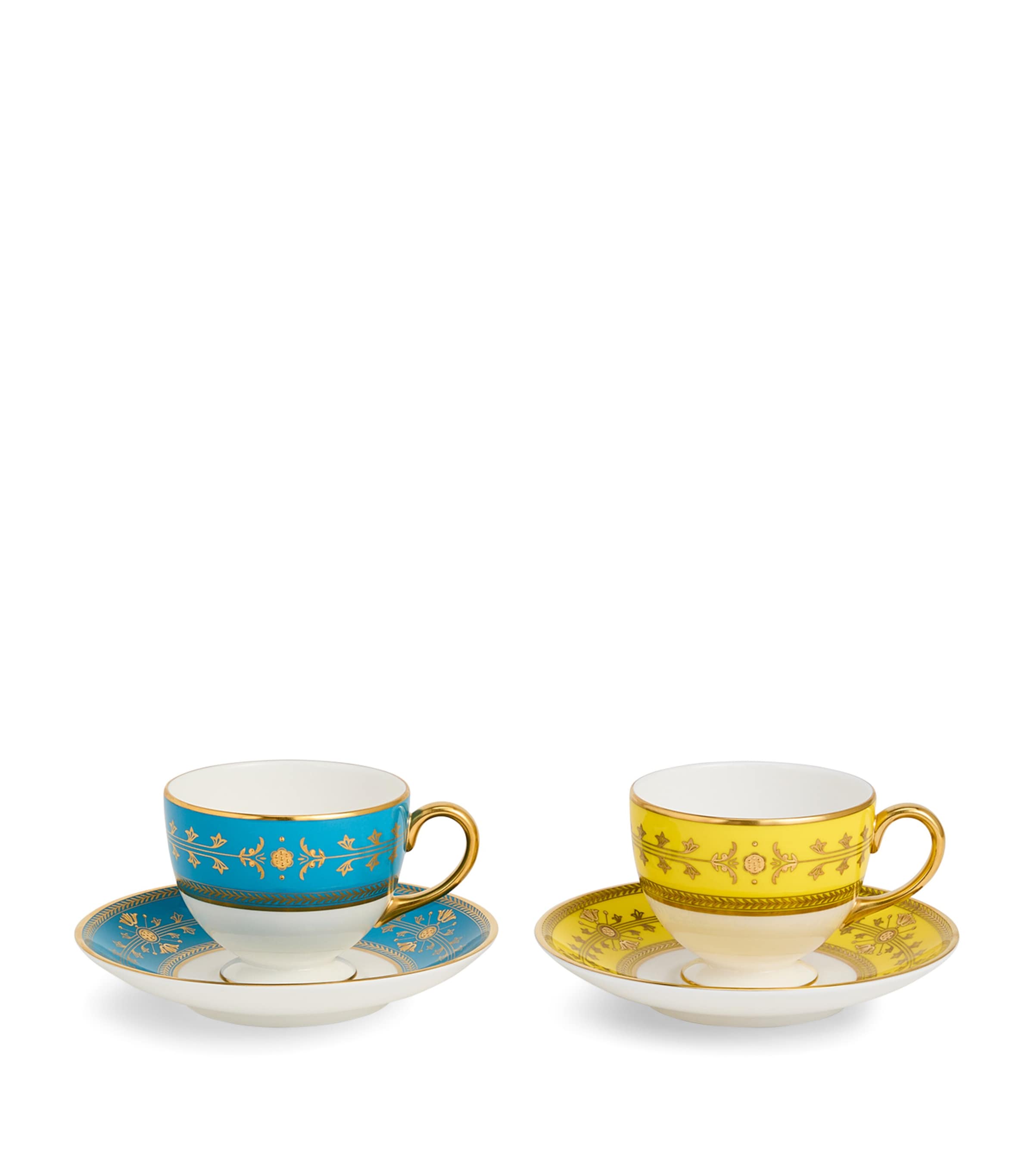 Set of 2 Bone China Bacchus Teacups and Saucers