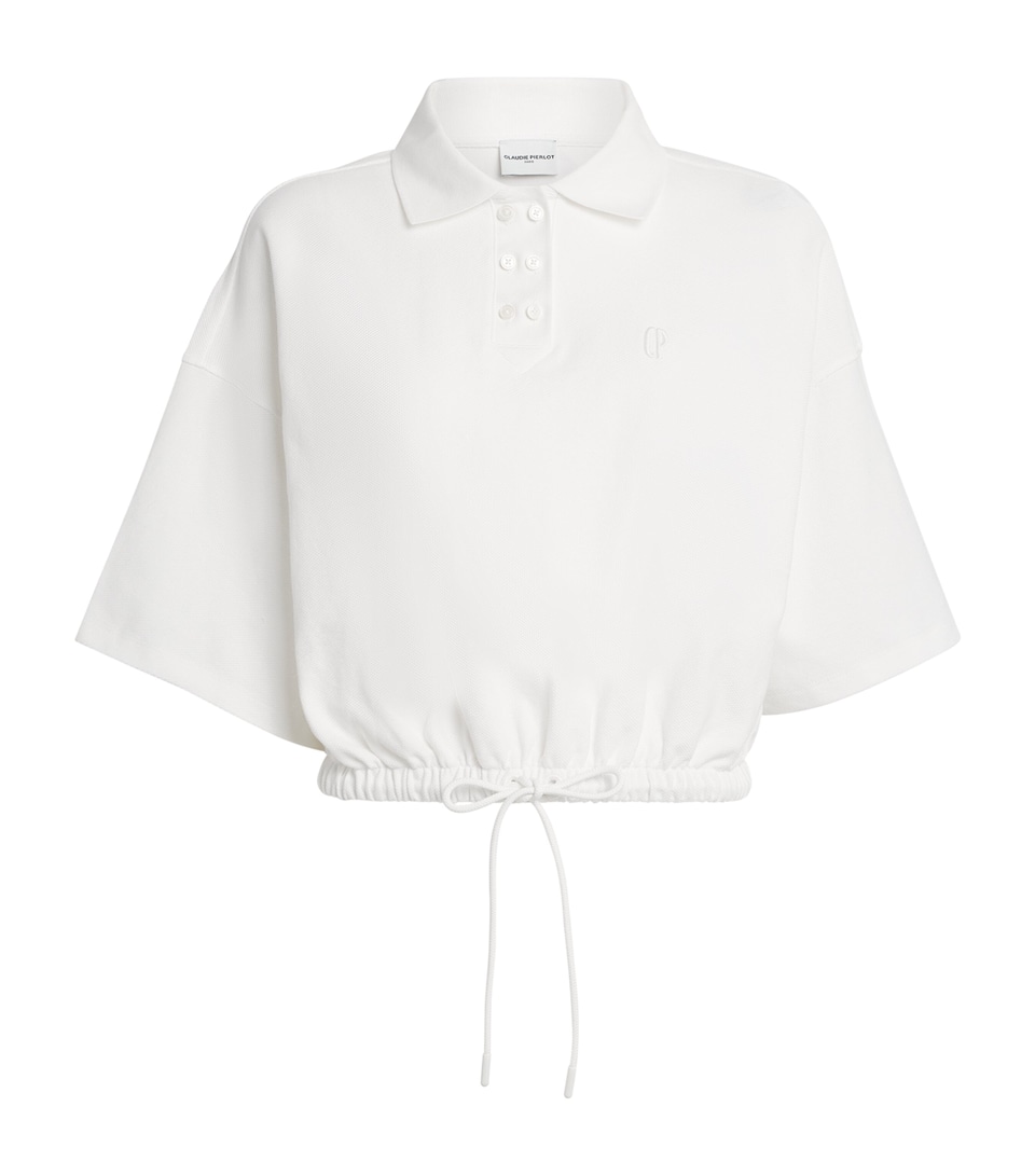 Claudie Pierlot Womens Piqué Cotton Polo Shirt Ecru
