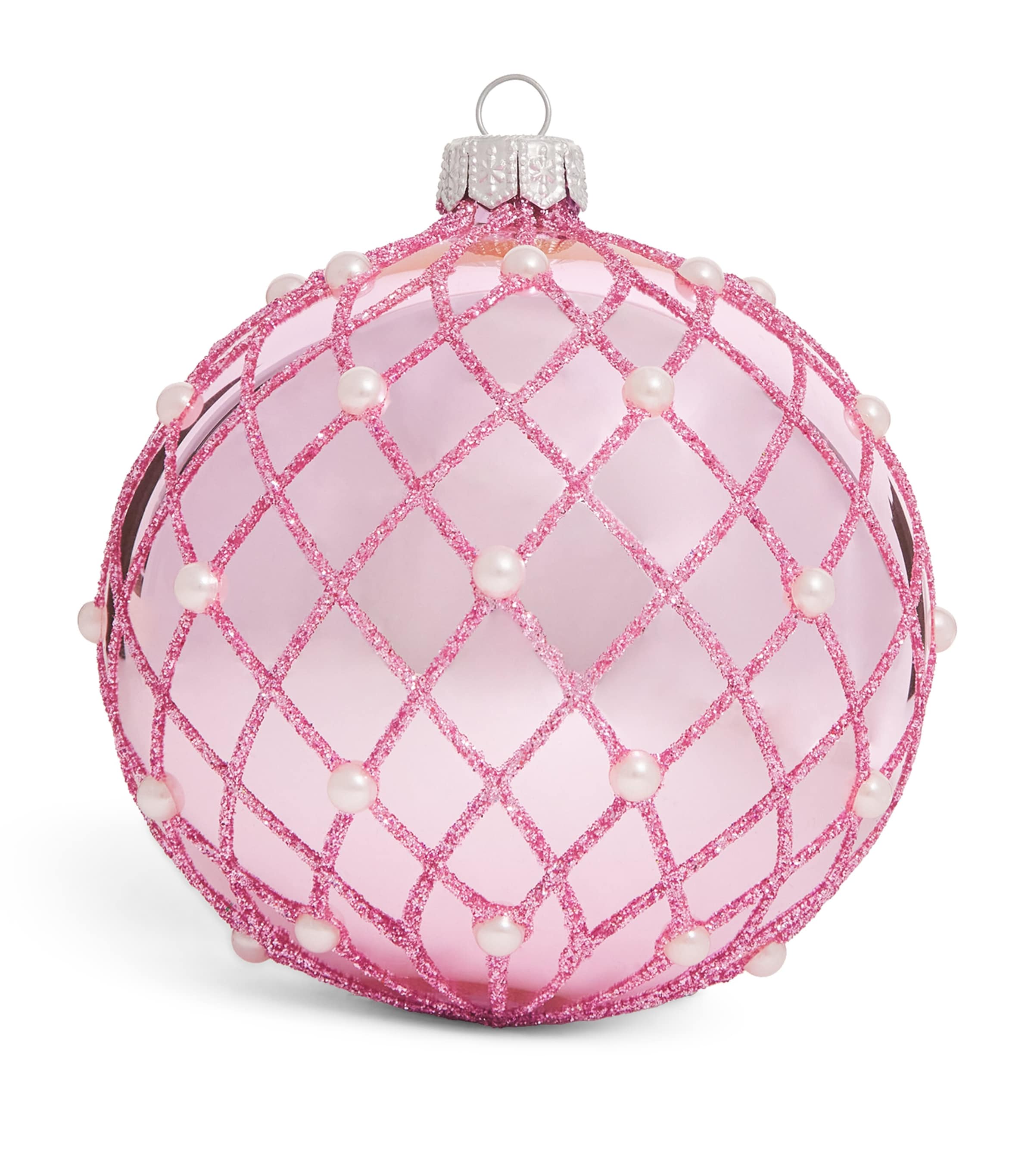 Harrods Metallic Criss-Cross Bauble Pink Lacquer