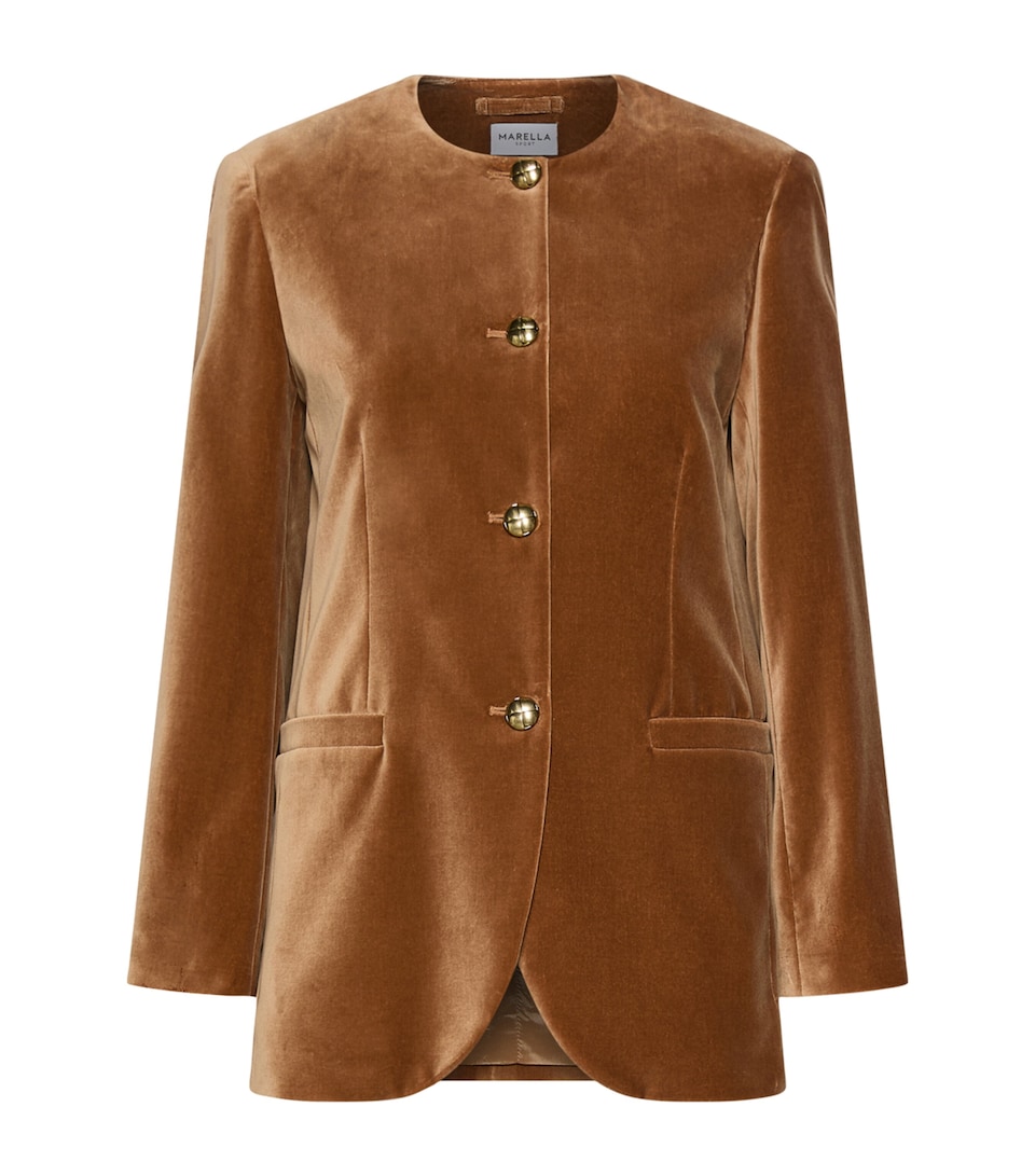 Marella Womens Cotton Velvet Blazer Buck