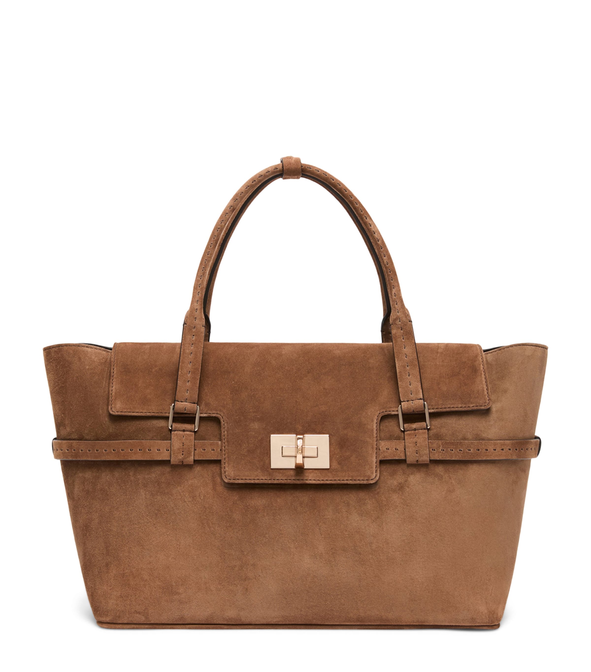 Max Mara Suede Margeux Top-Handle Bag Brown