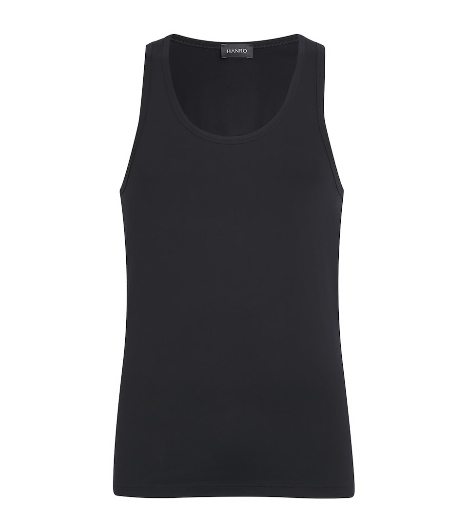 Hanro Mens Stretch-Cotton Tank Top Black