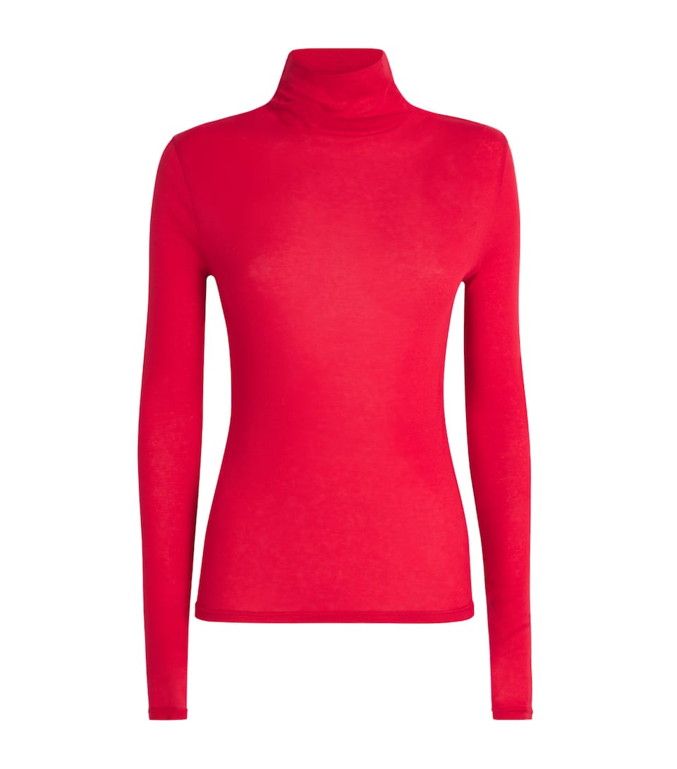 Cotton Sheer High-Neck Top