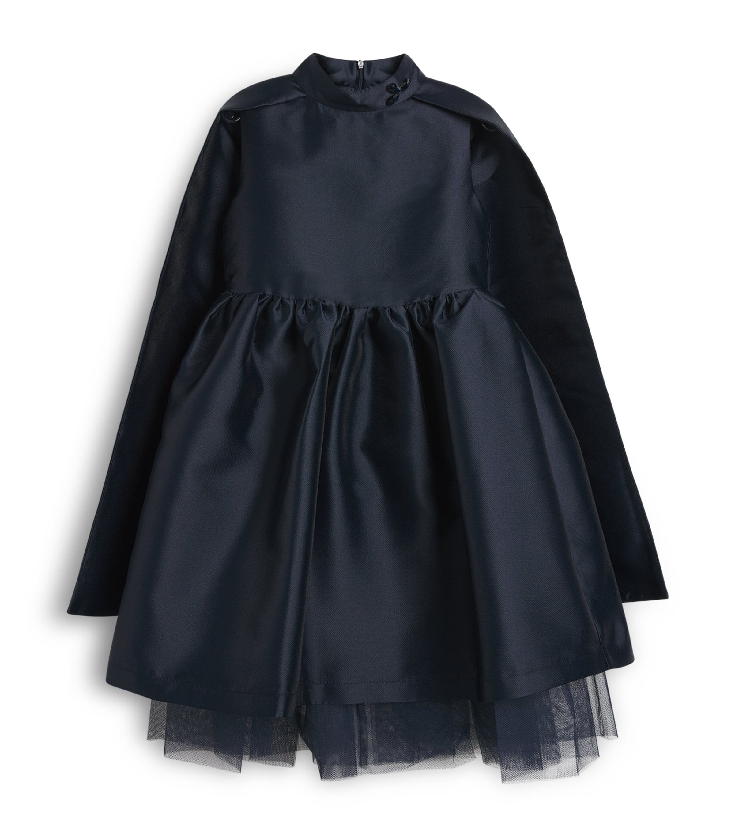Mama Luma Satin Cape Dress (3-12 Years) Navy