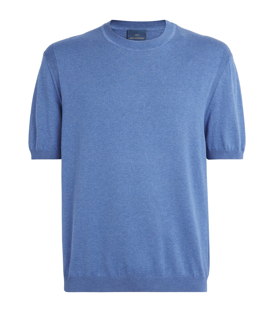 Paul & Shark Mens Silk-Cotton T-Shirt Light Cadet Blue