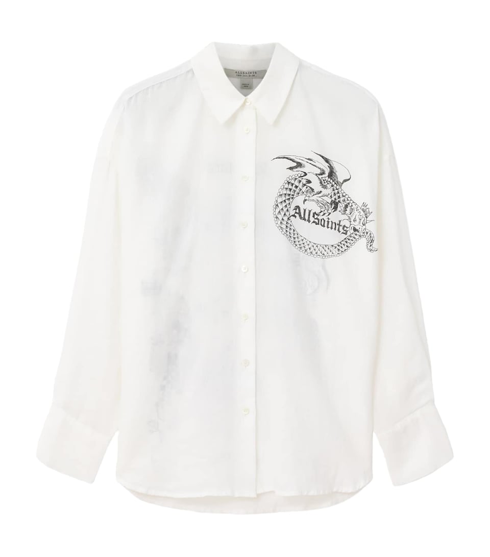 AllSaints Womens Linen Printed Sparrow Shirt White