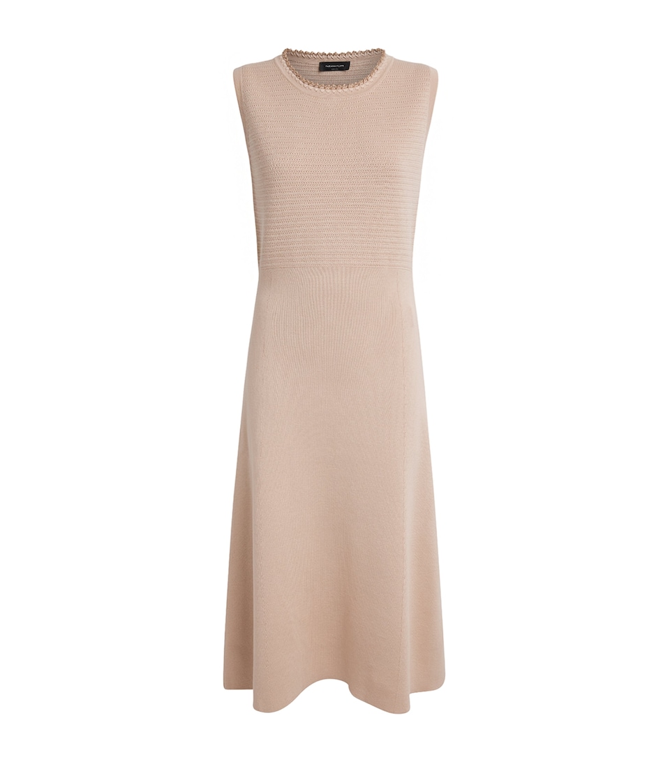 Wool-Cotton Embellished Midi Dress