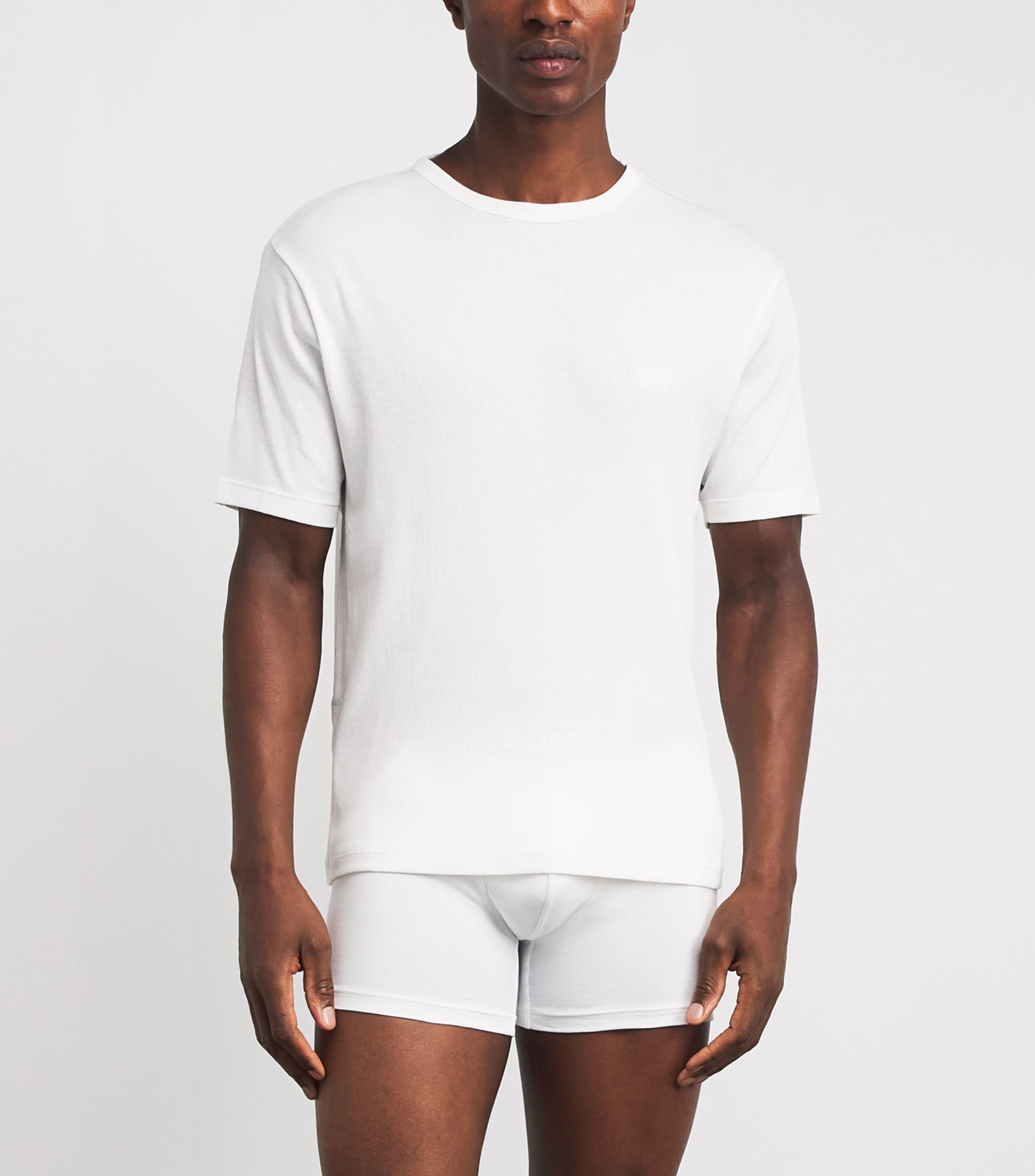 BOSS Mens Cotton Ribbed T-Shirt (Pack of 2) Open Misc