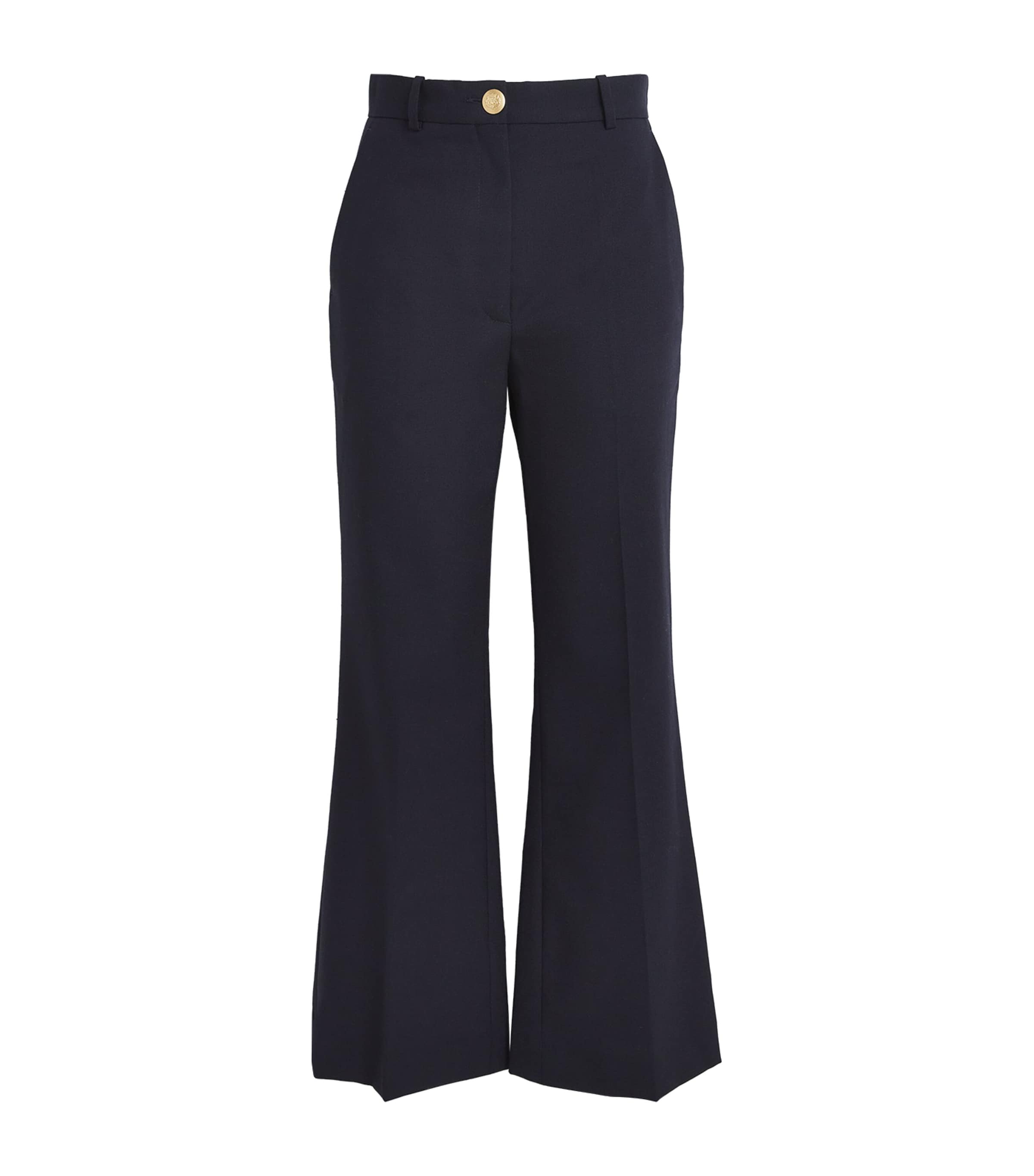 Wool-Blend Flared Trousers