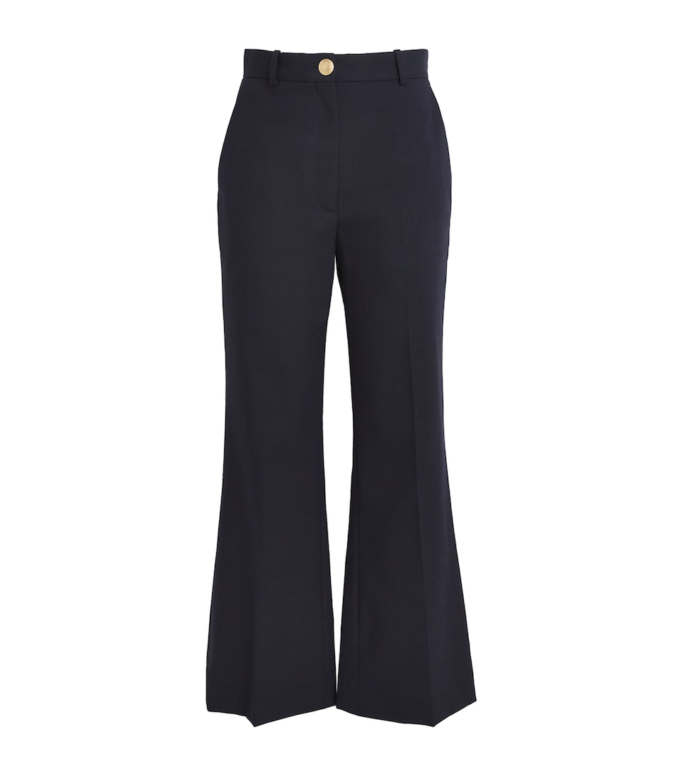 Wool-Blend Flared Trousers