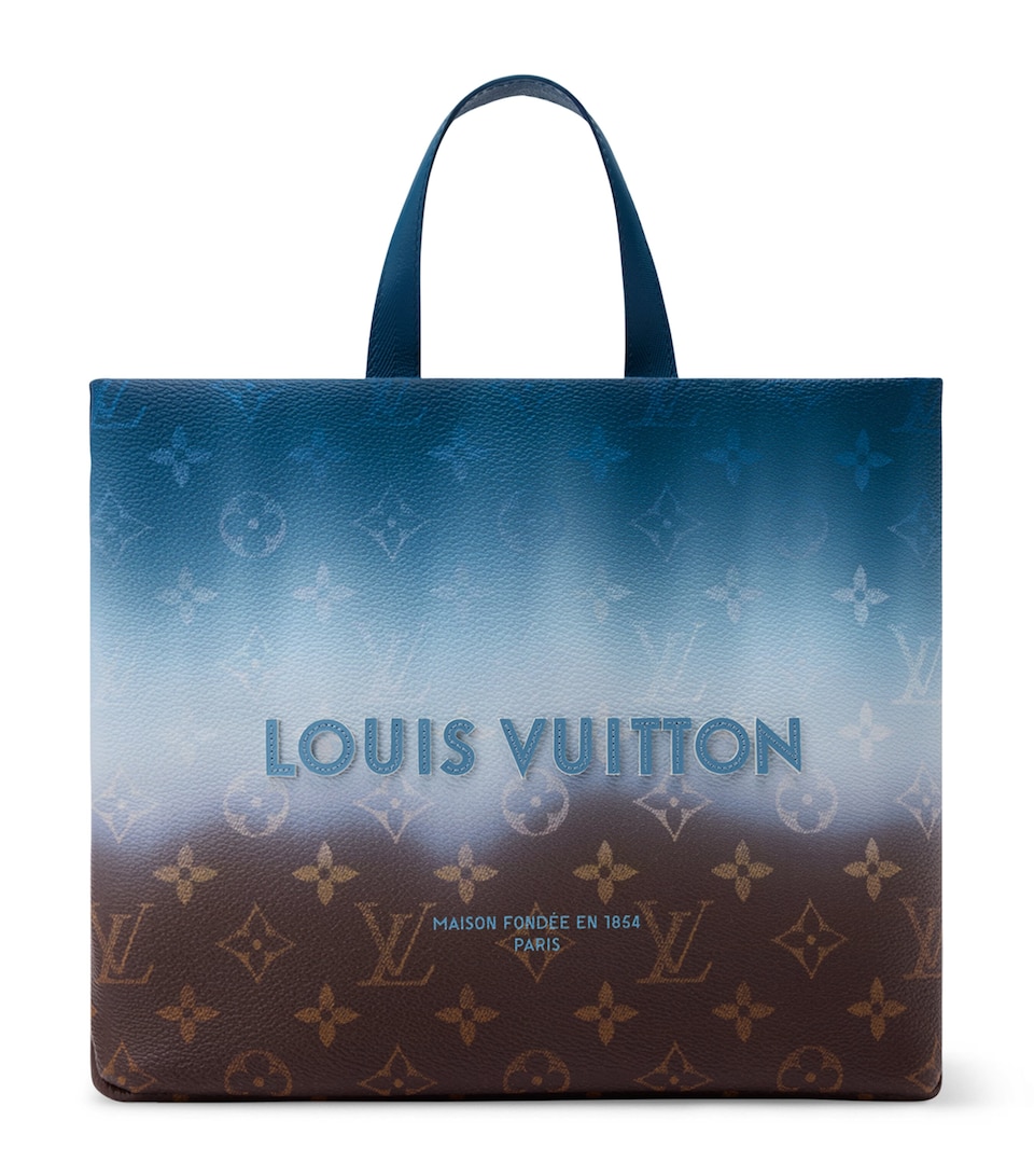 LOUIS VUITTON Mini Leather Shopper Tote Bag Blue Monogram