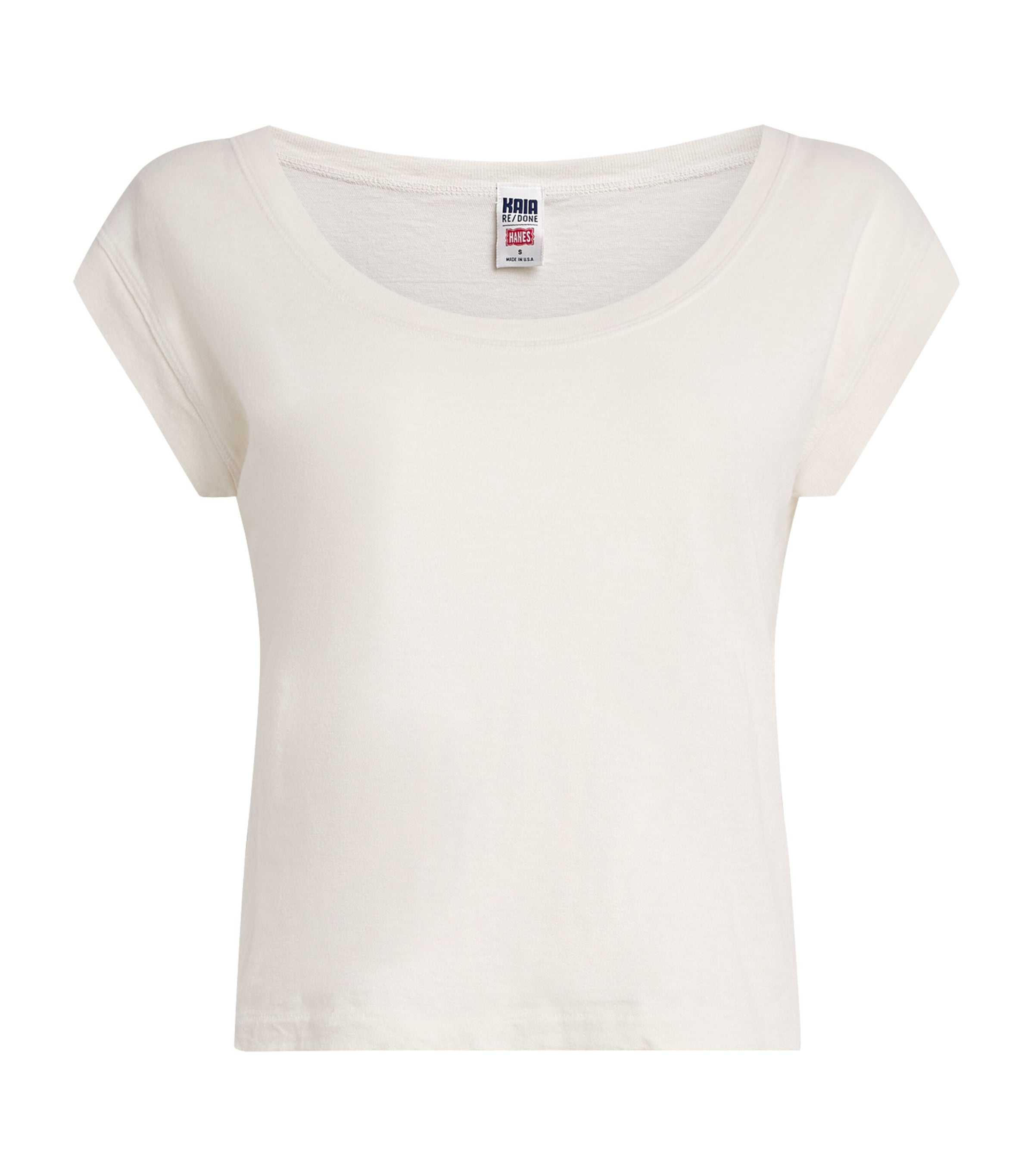 Re-Done Womens Cotton Cropped Frankie T-Shirt Vintage White