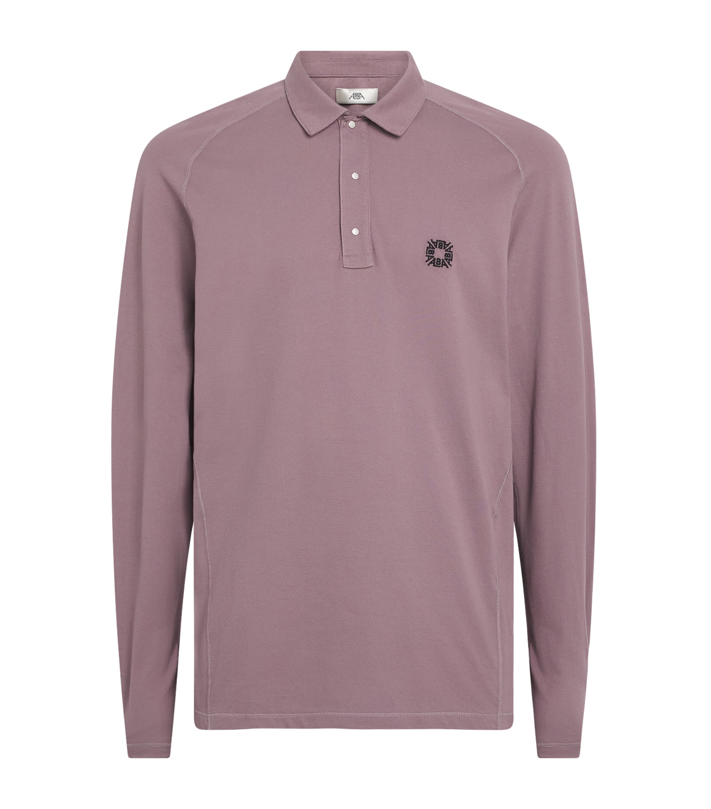 Alba Mens Cotton Piquet Long-Sleeve Polo Shirt Mauve