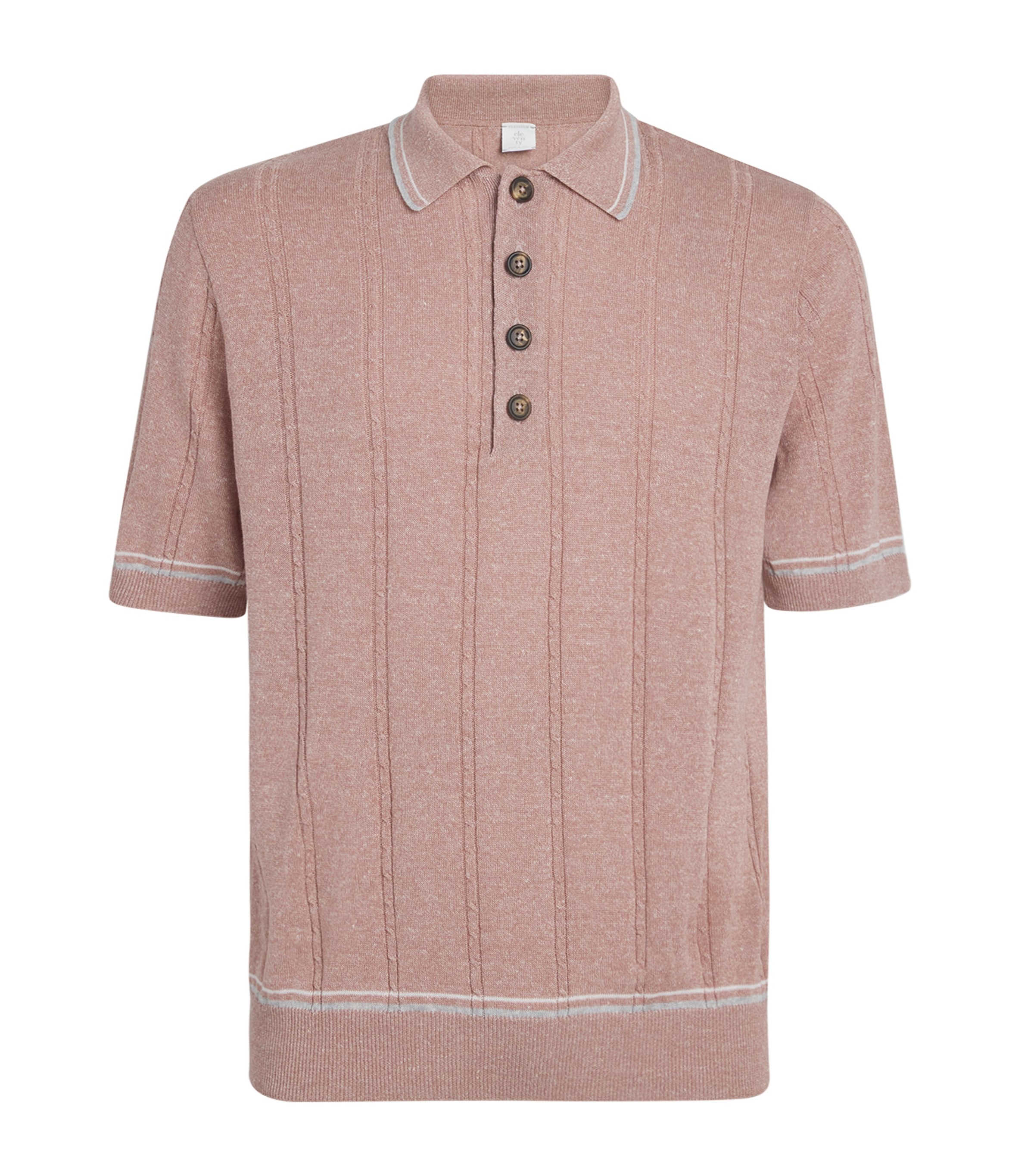 Eleventy Mens Cotton-Linen Knit Polo Shirt Sale Himalaya, Grigi