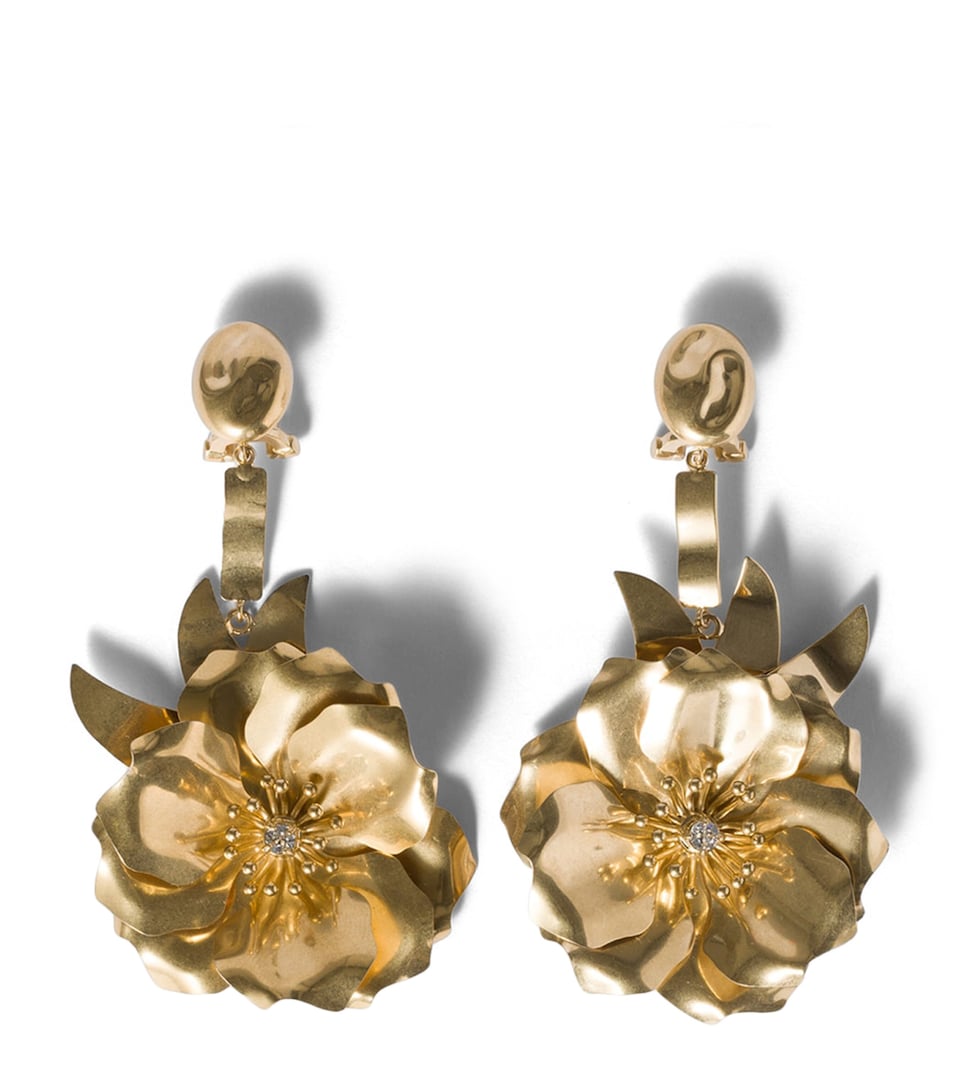 Floral Drop Clip-On Earrings