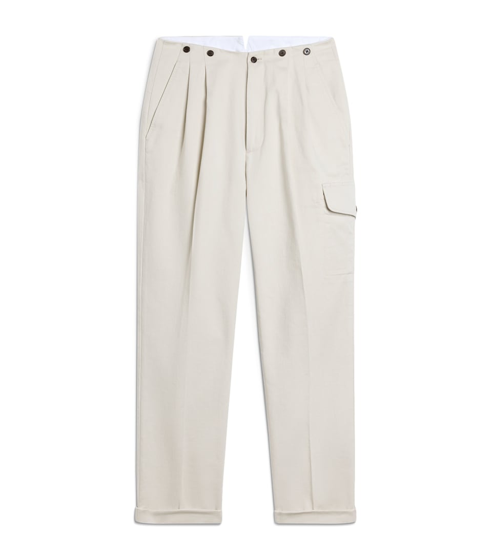 Dunhill Mens Cotton Double-Pleat Chinos