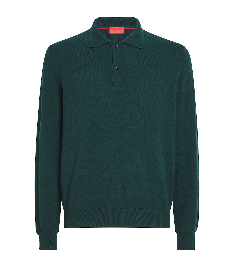 Isaia Mens Cashmere Long-Sleeve Polo Shirt