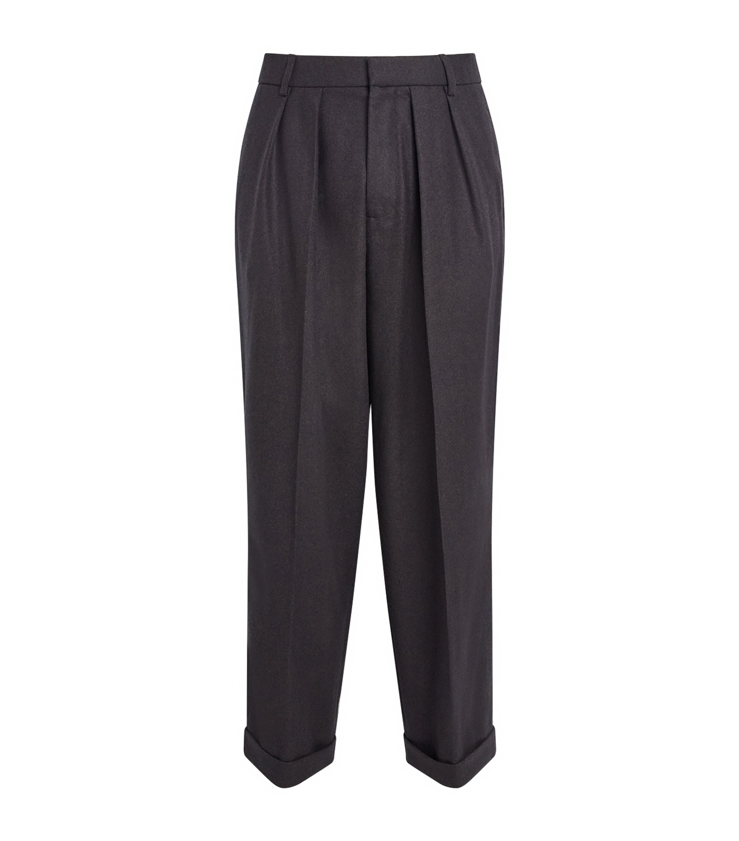 Johnstons Of Elgin Mens Wool-Cashmere Pleated Trousers Blue/brown
