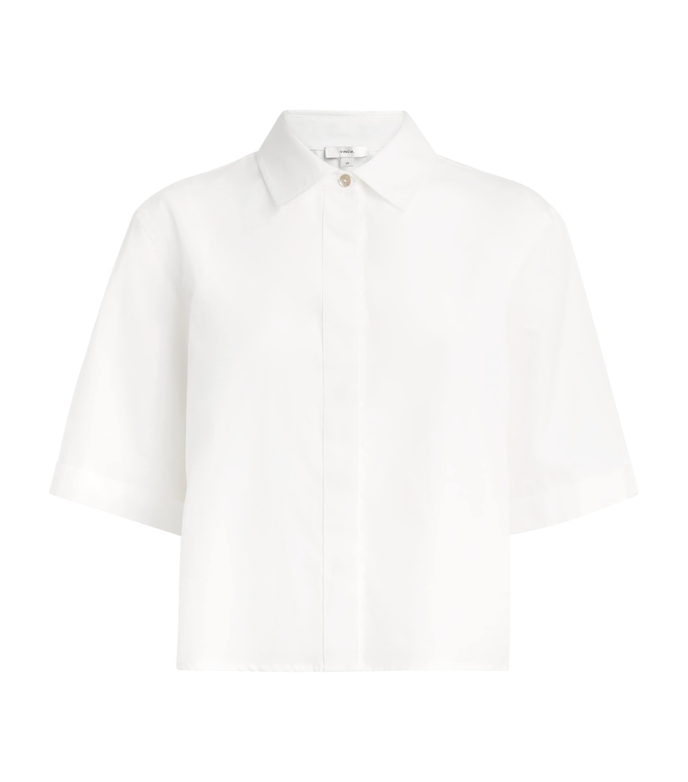Vince Womens Cotton Scallop-Detail Shirt Optic White