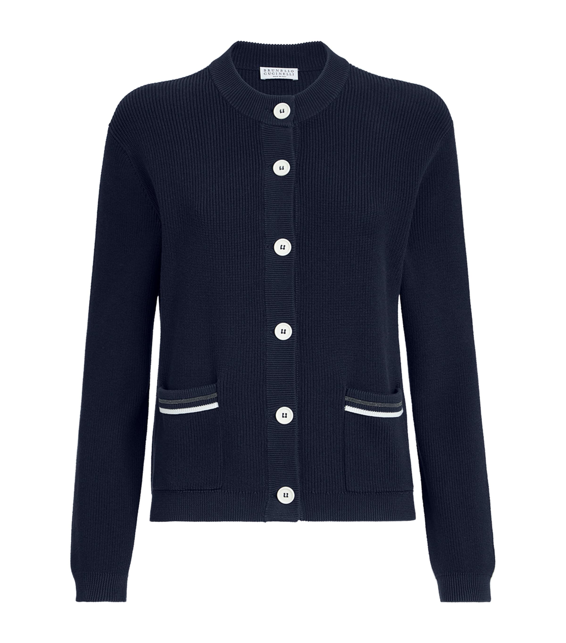 Cotton Monili-Trim Cardigan