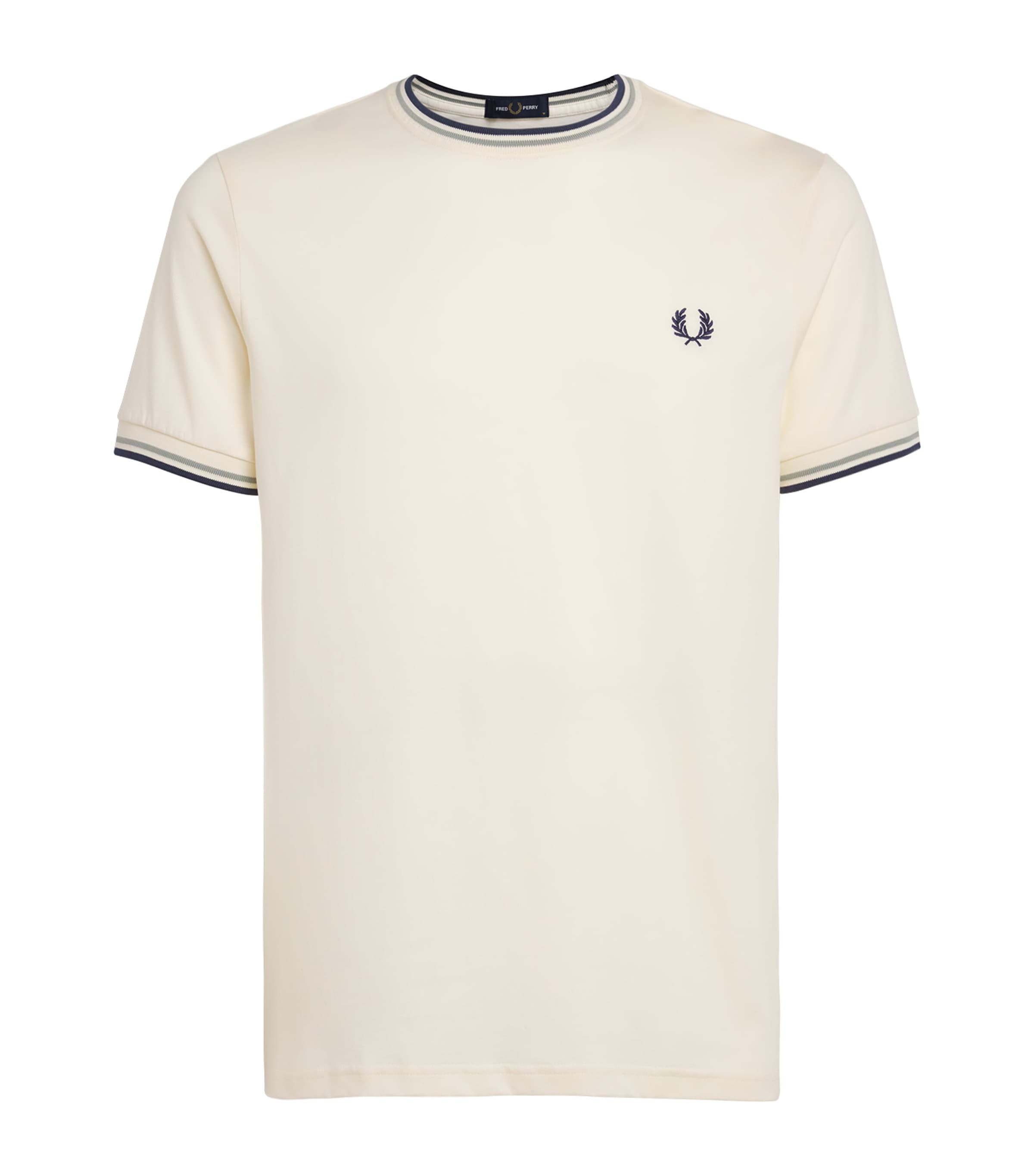Fred Perry Mens Cotton Twin Tipped T-Shirt Ecr/seagrs/dkair