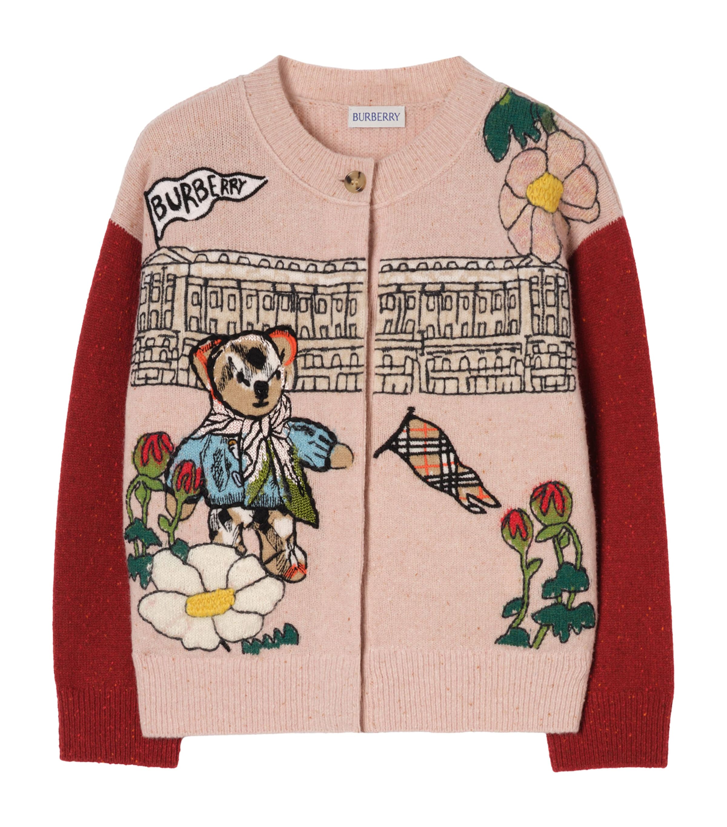 Burberry Kids Wool-Blend Thomas Bear Cardigan (4-12 Years) Pale Blush Pink