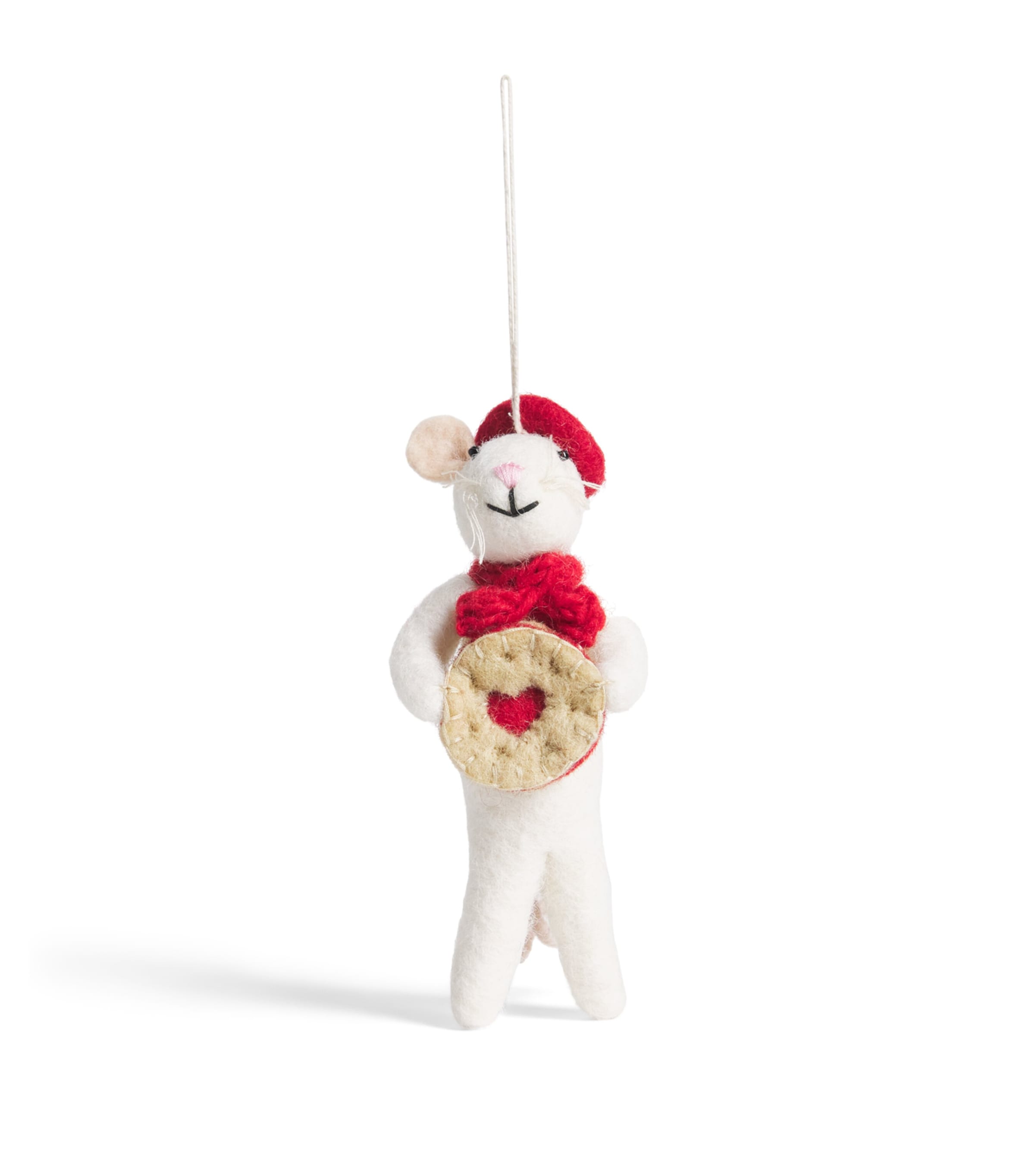 Harrods Felt Mouse Jammy Dodger Tree Decoration White & Red