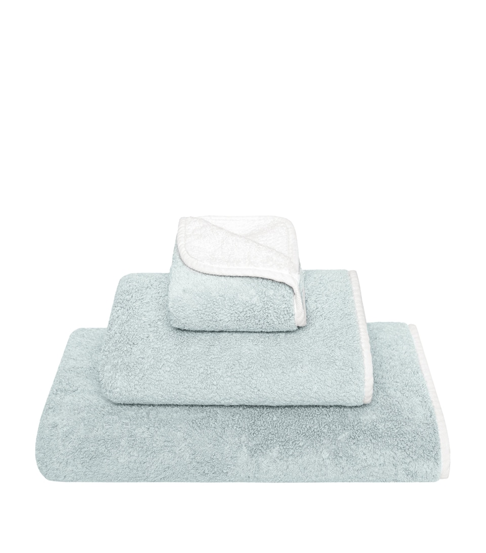GRACCIOZA Bicolore Bath Sheet (95cm x 150cm) White/seamist