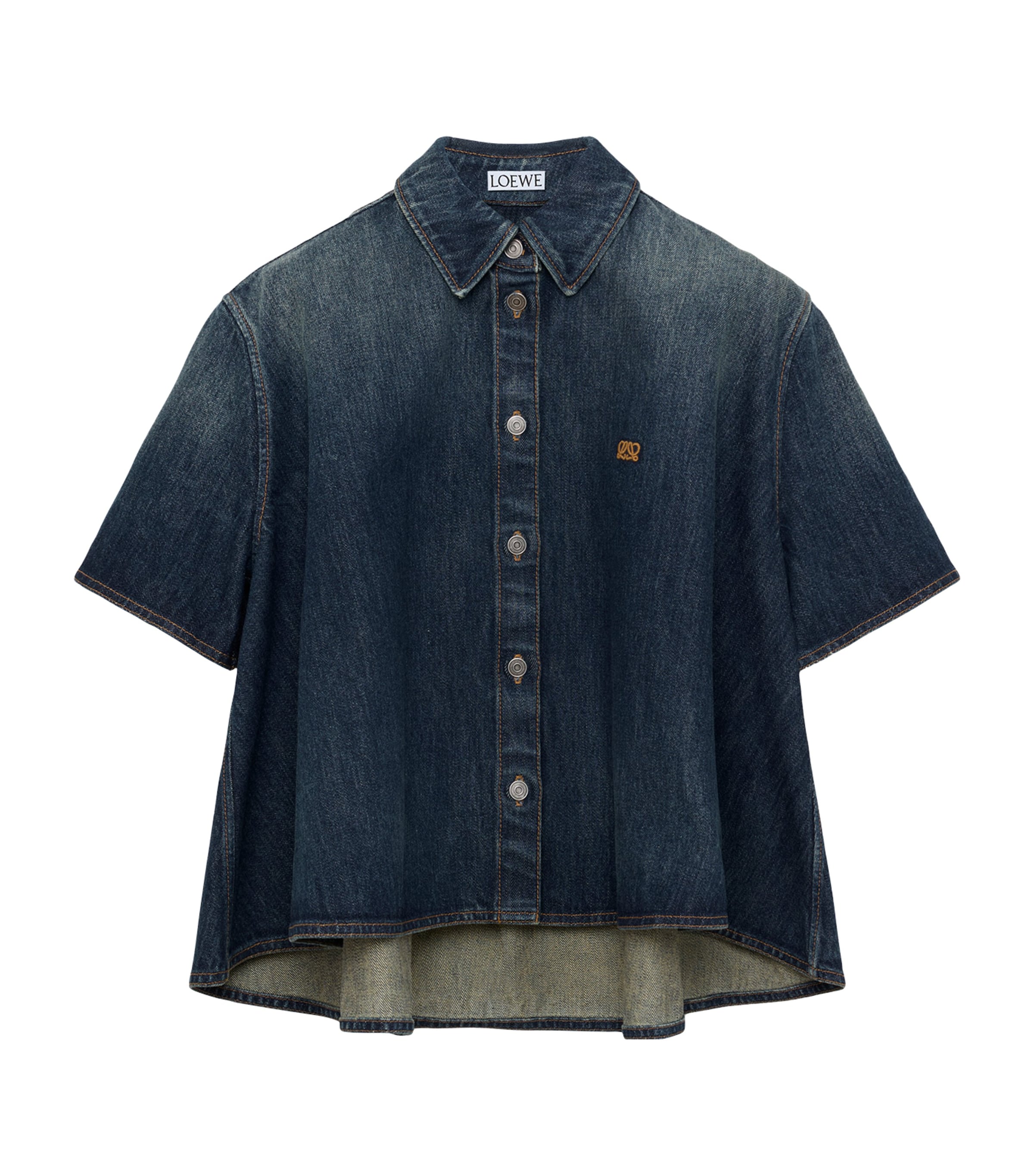 LOEWE Womens Denim Trapeze Short-Sleeve Shirt Dark Blue
