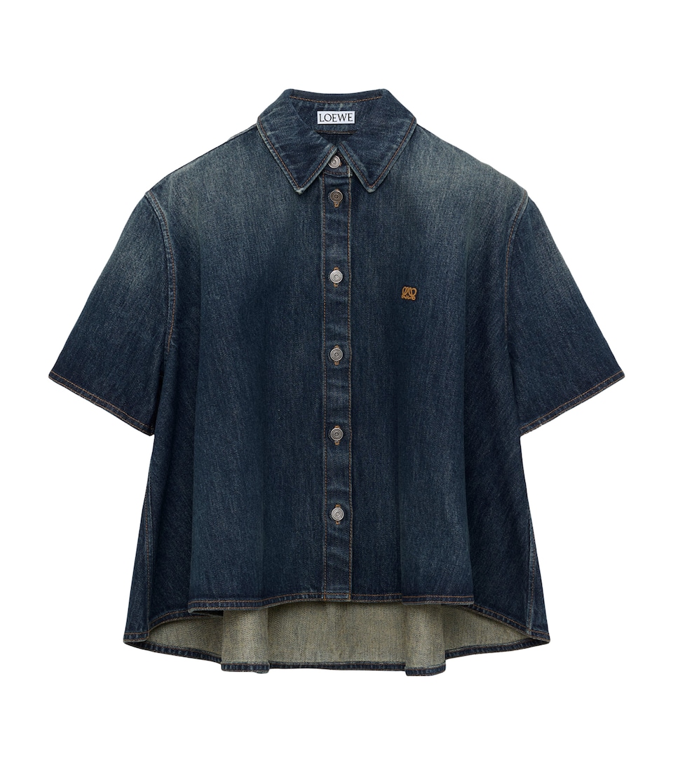 LOEWE Womens Denim Trapeze Short-Sleeve Shirt Dark Blue