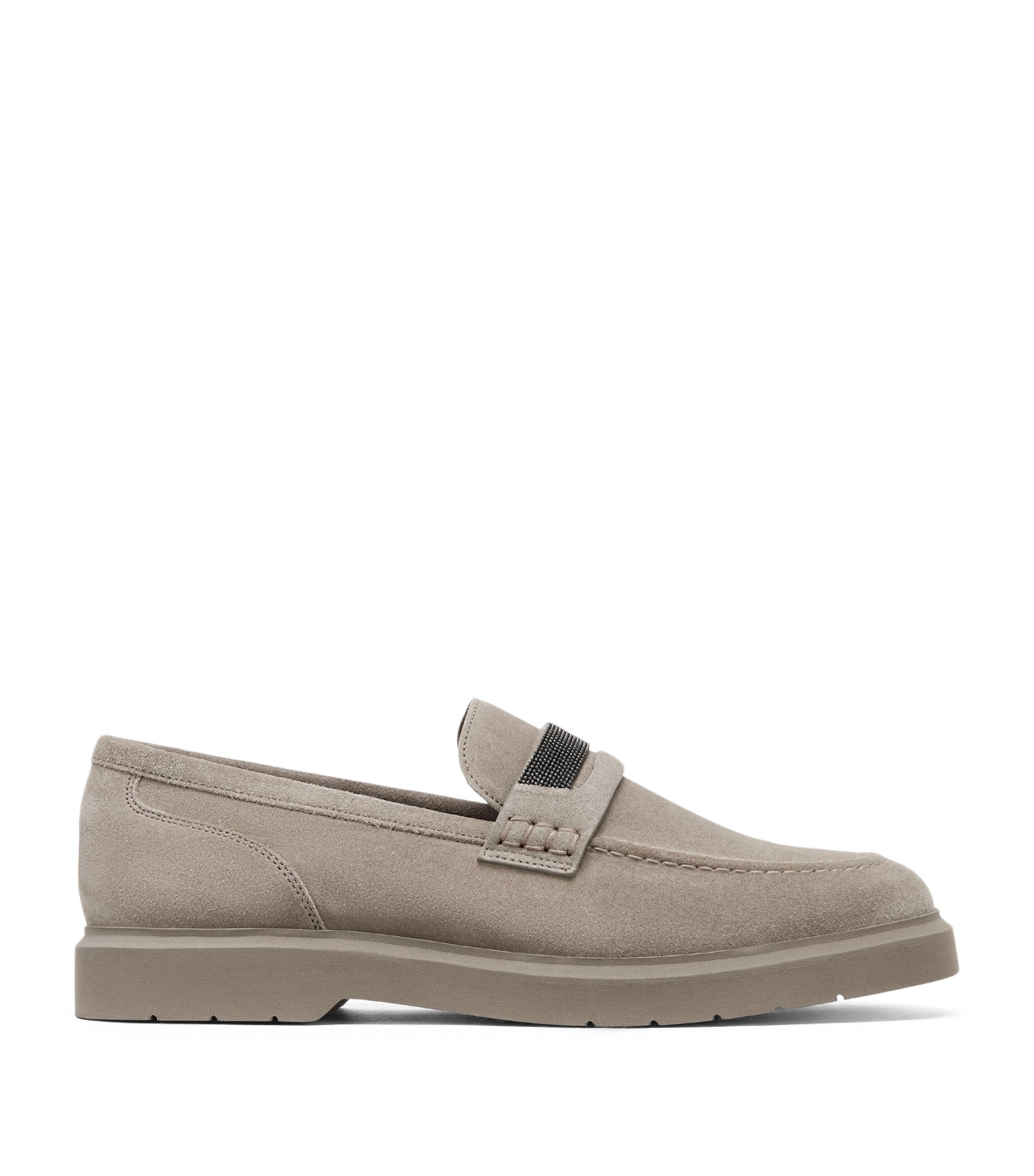 Suede Monili Penny Loafers
