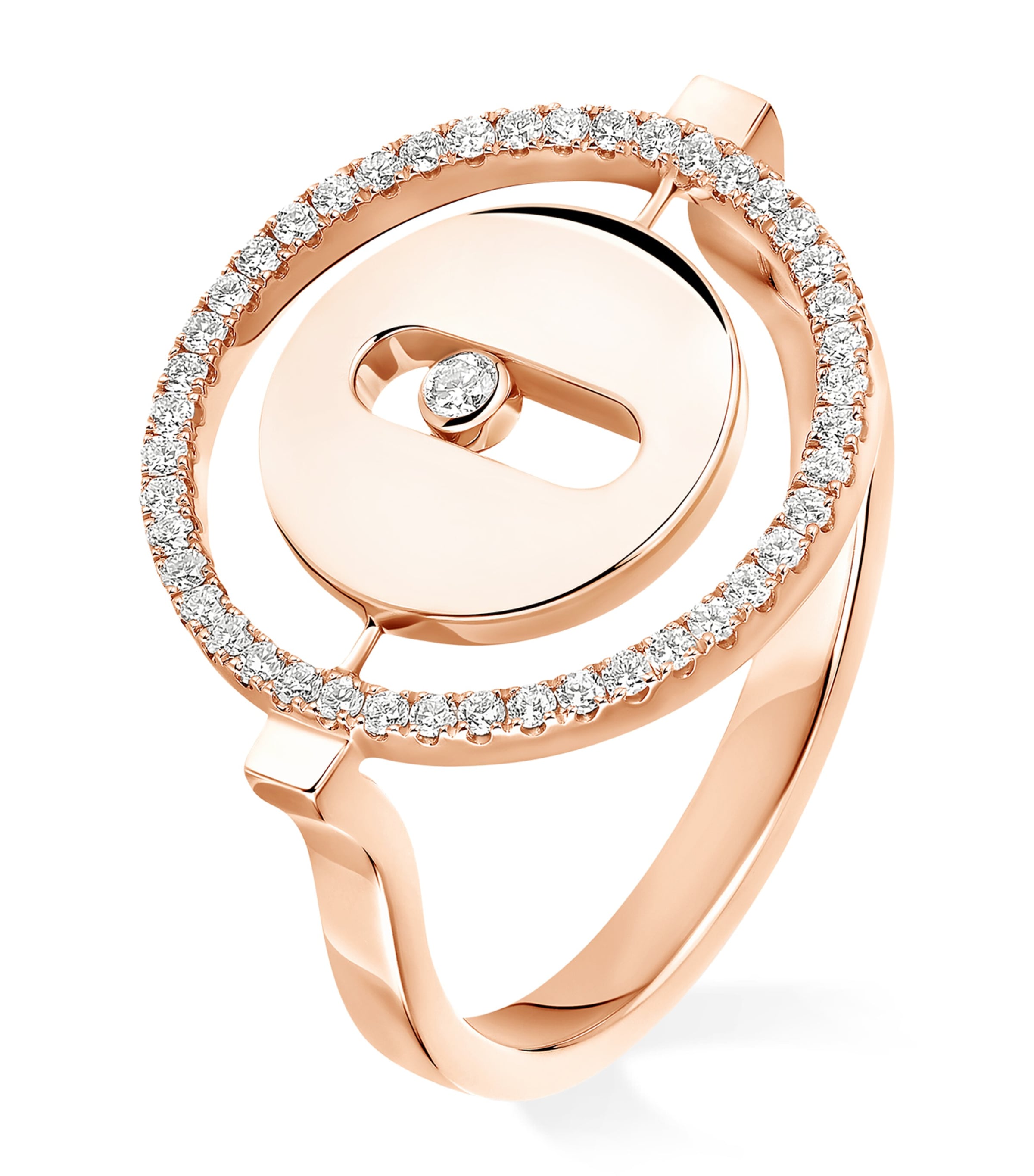 Messika Lucky Move Pink Gold and Diamond Pavé Ring (0.17ct) Pink Gold