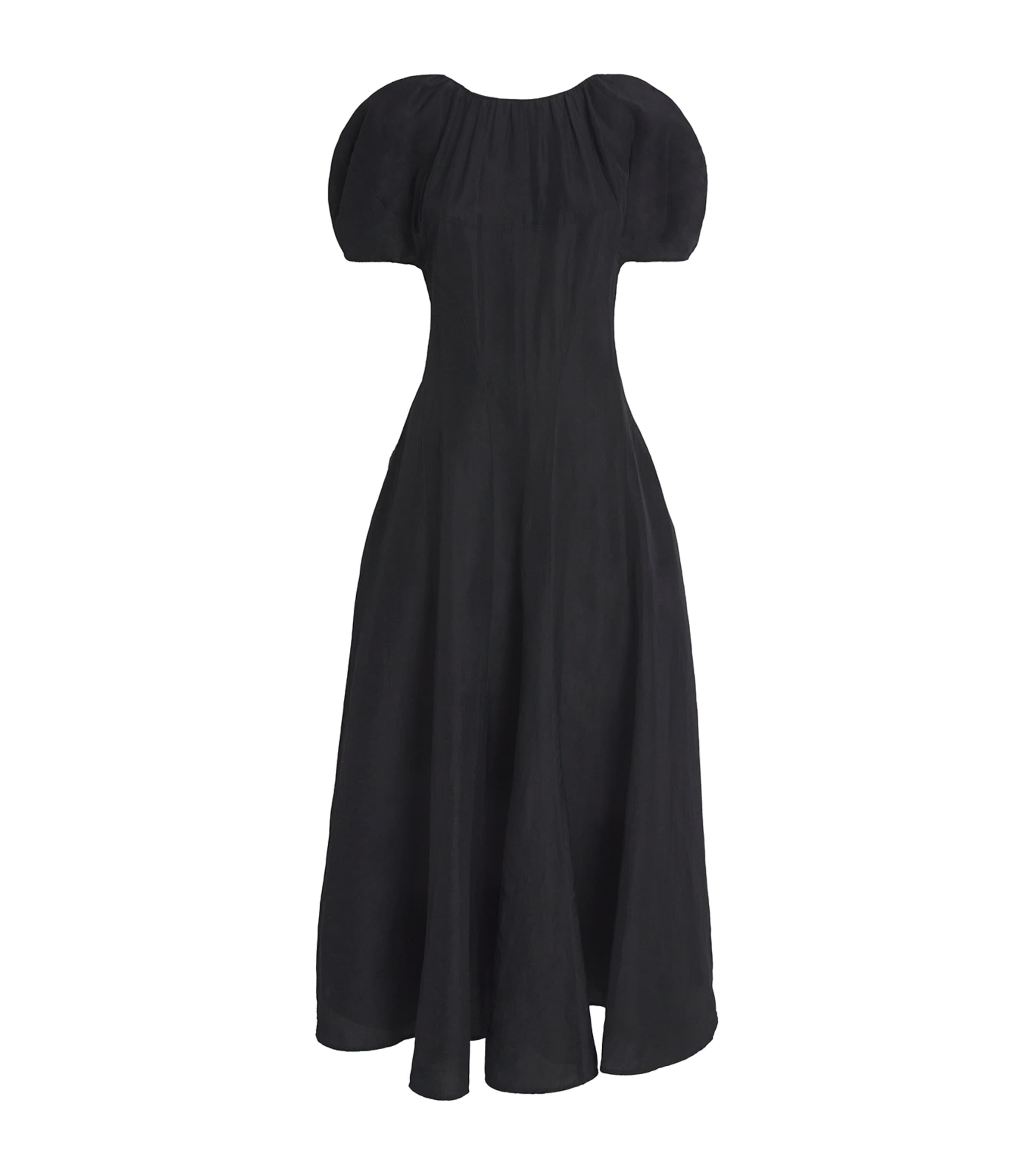 Balloon-Sleeve Midi Dress