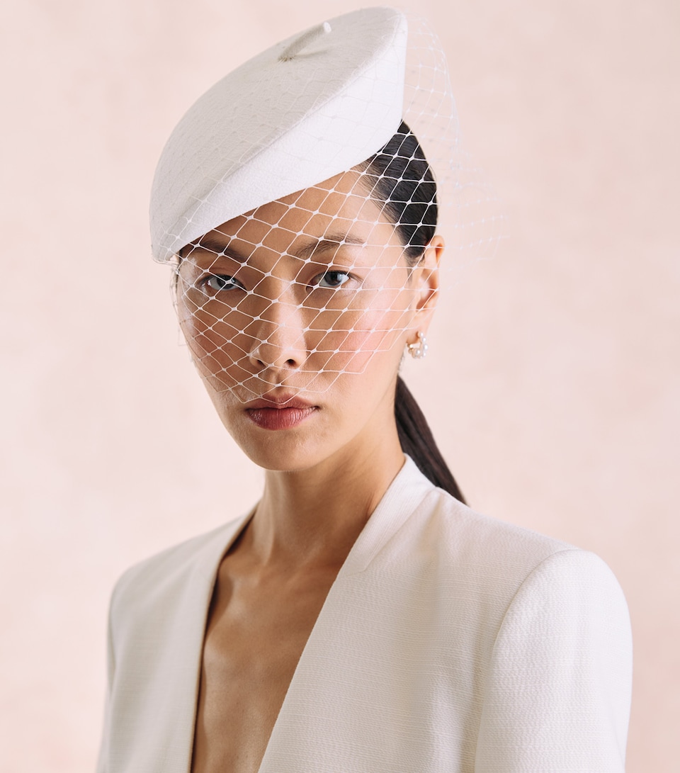 EMILY-LONDON Zellova Pillbox Hat White