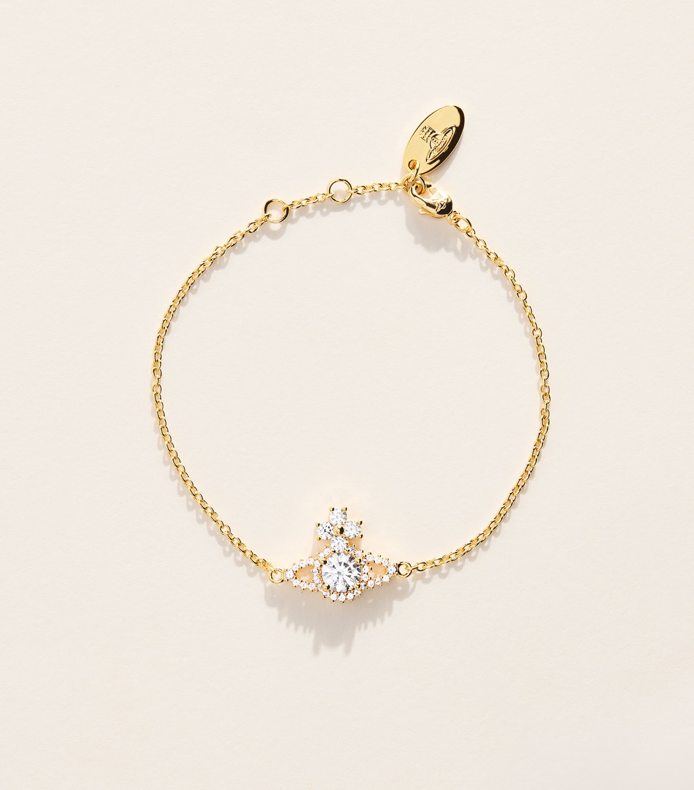 Vivienne Westwood Valentina Chain Necklace Gold/white, Mauve Cz