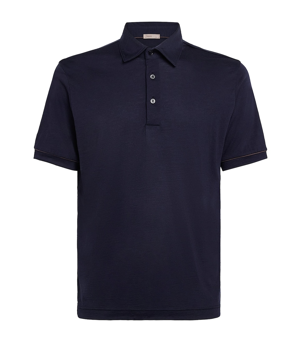 Herno Mens Wool Polo Shirt Blue