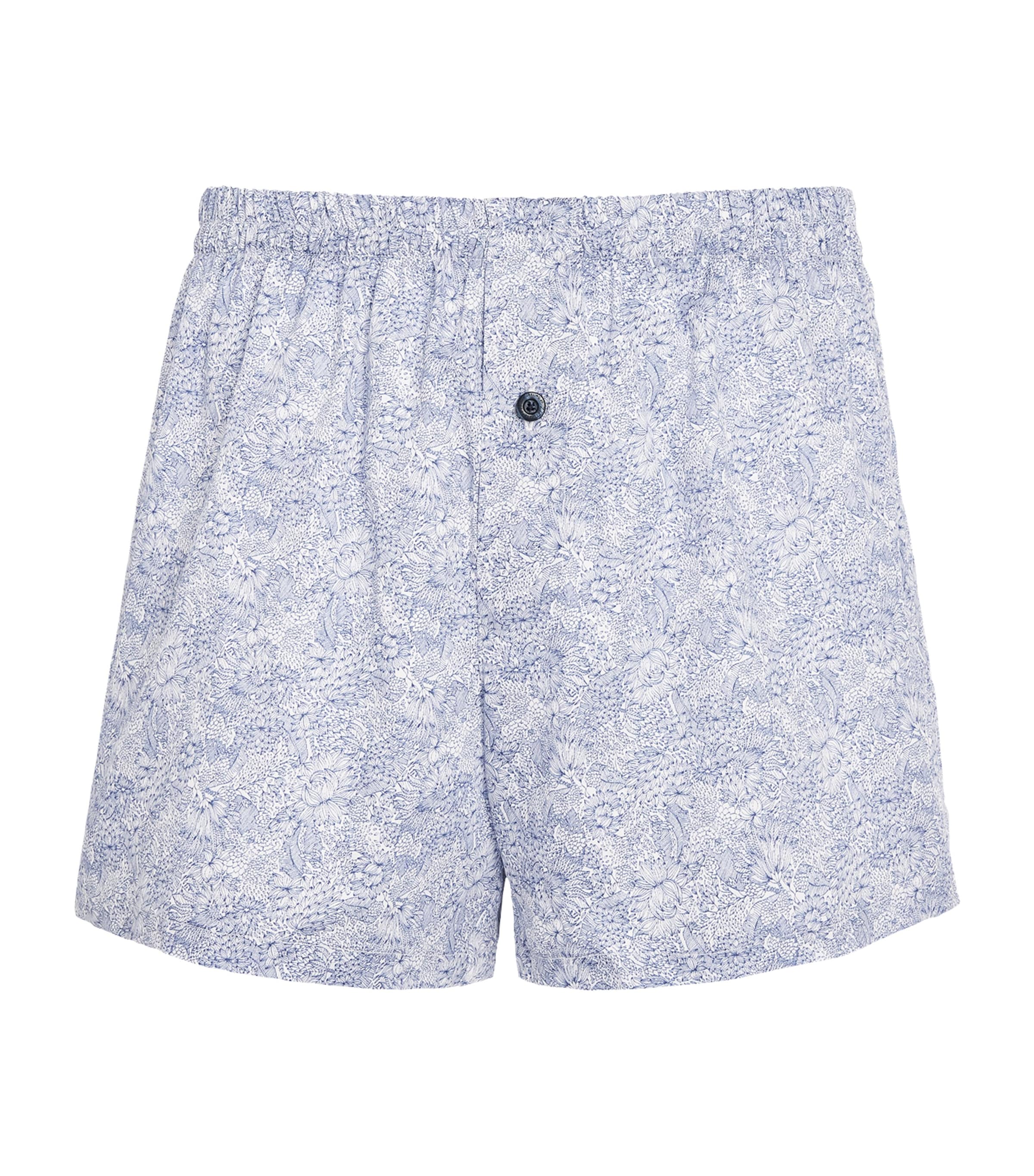 Zimmerli Mens Cotton Sateen Printed Boxer Shorts Stenciled Floral
