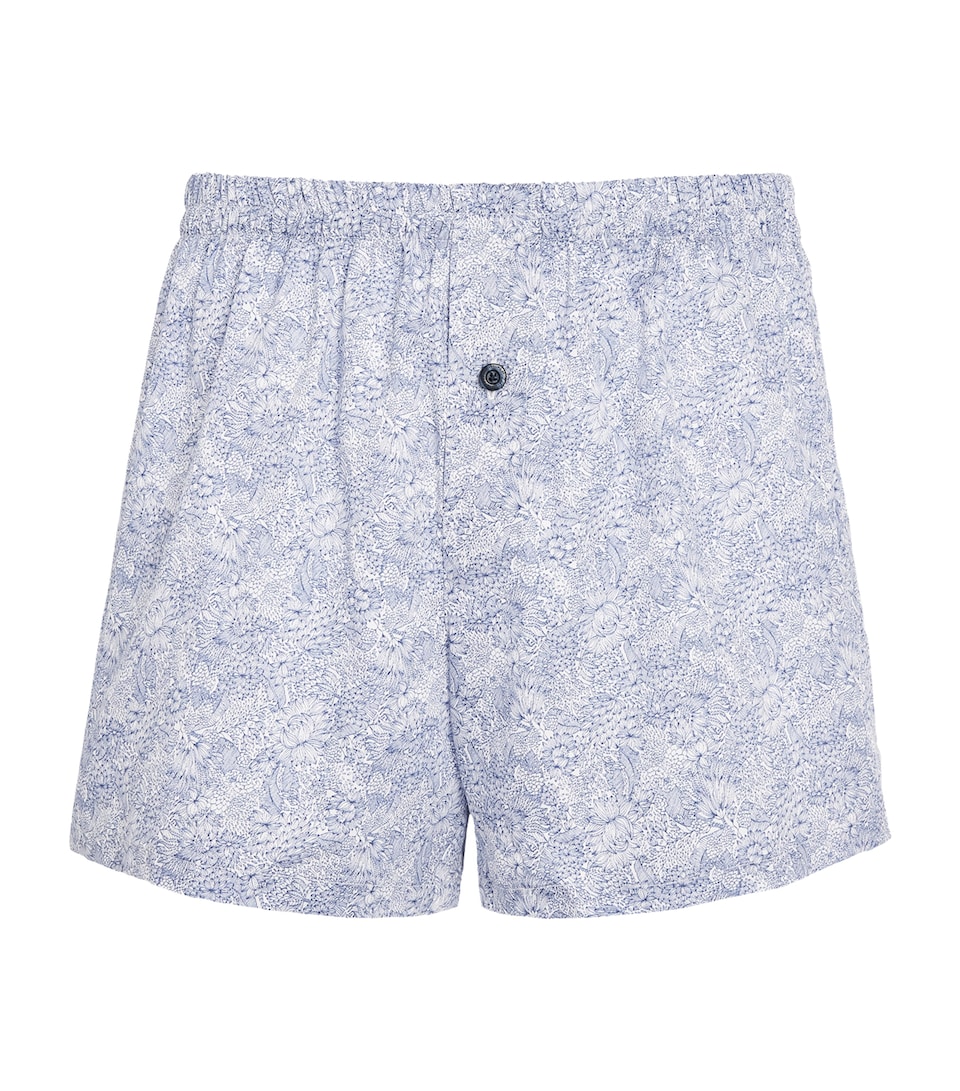 Zimmerli Mens Cotton Sateen Printed Boxer Shorts Stenciled Floral
