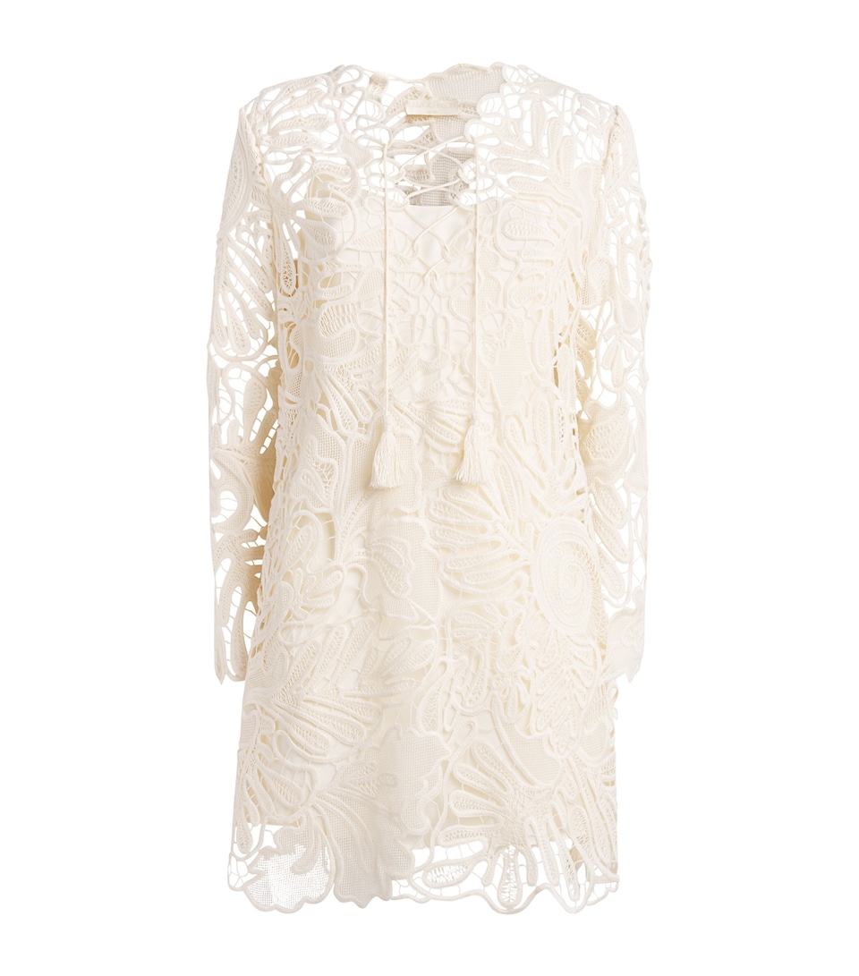 Ulla Johnson Womens Corded Lace Dita Mini Dress Chalk